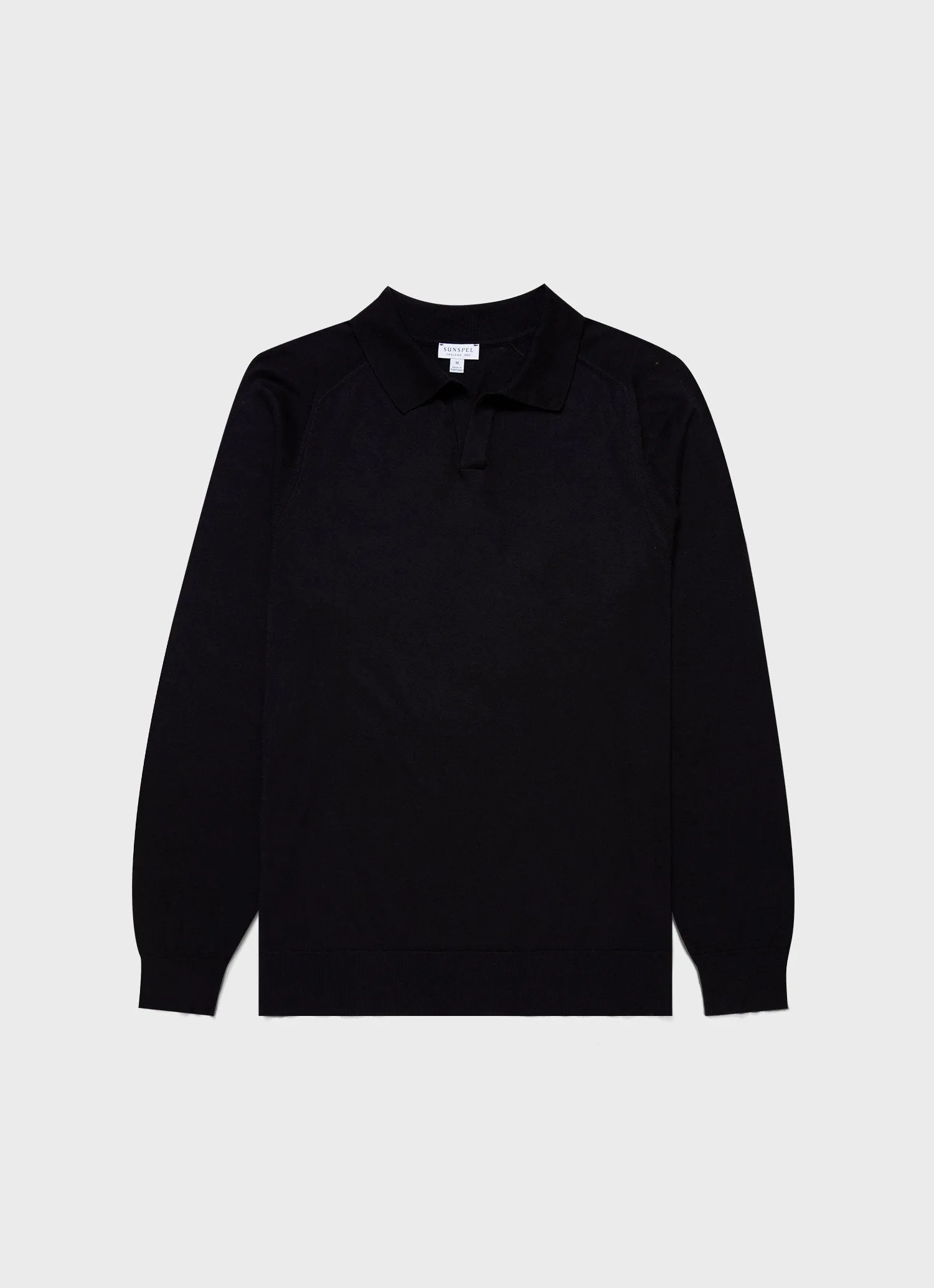 Men's Sea Island Cashmere Polo Shirt in Black sold by Sunspel