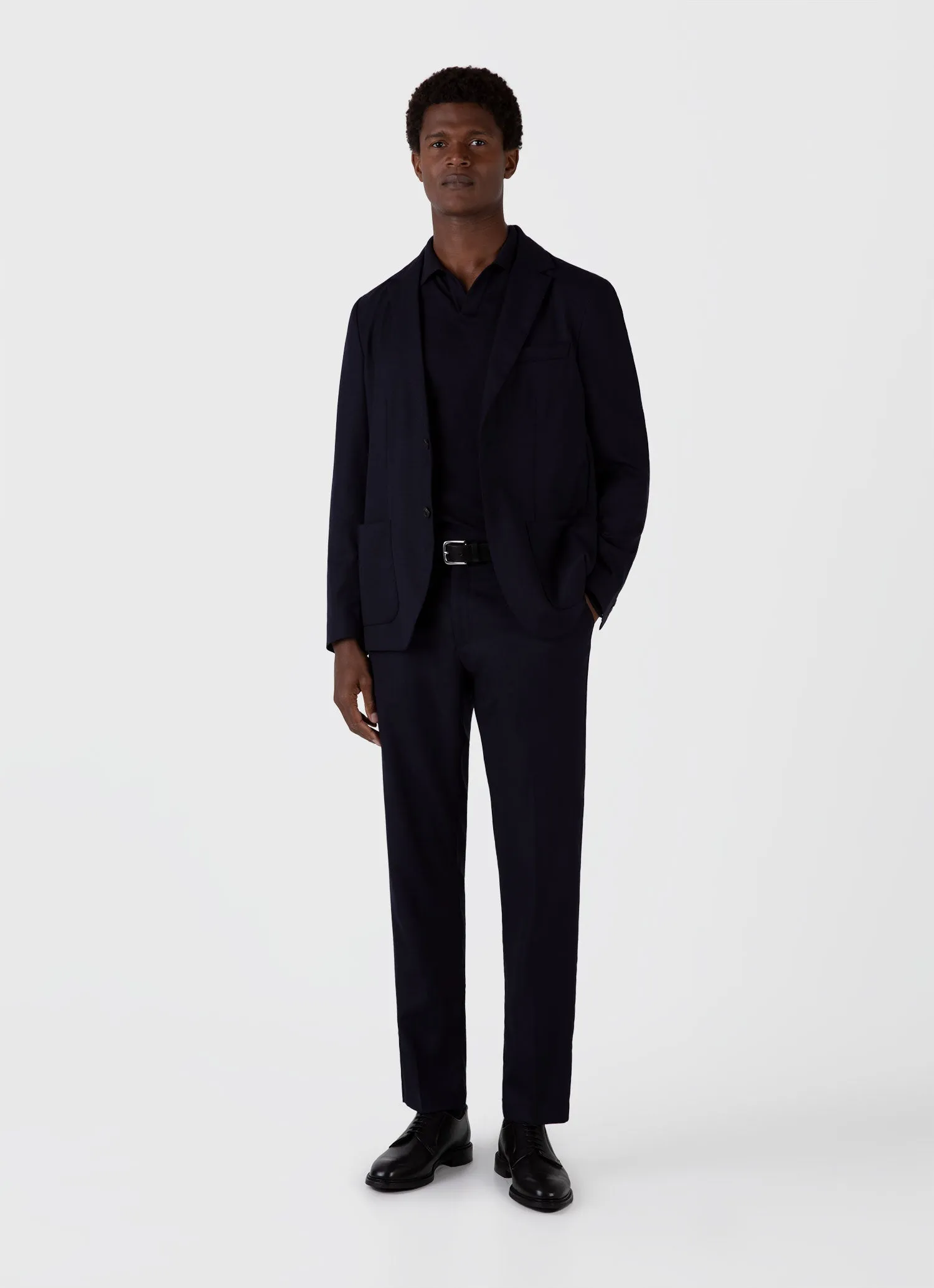 Men's Sea Island Cashmere Polo Shirt in Midnight Navy sold by Sunspel product image thumbnail 3