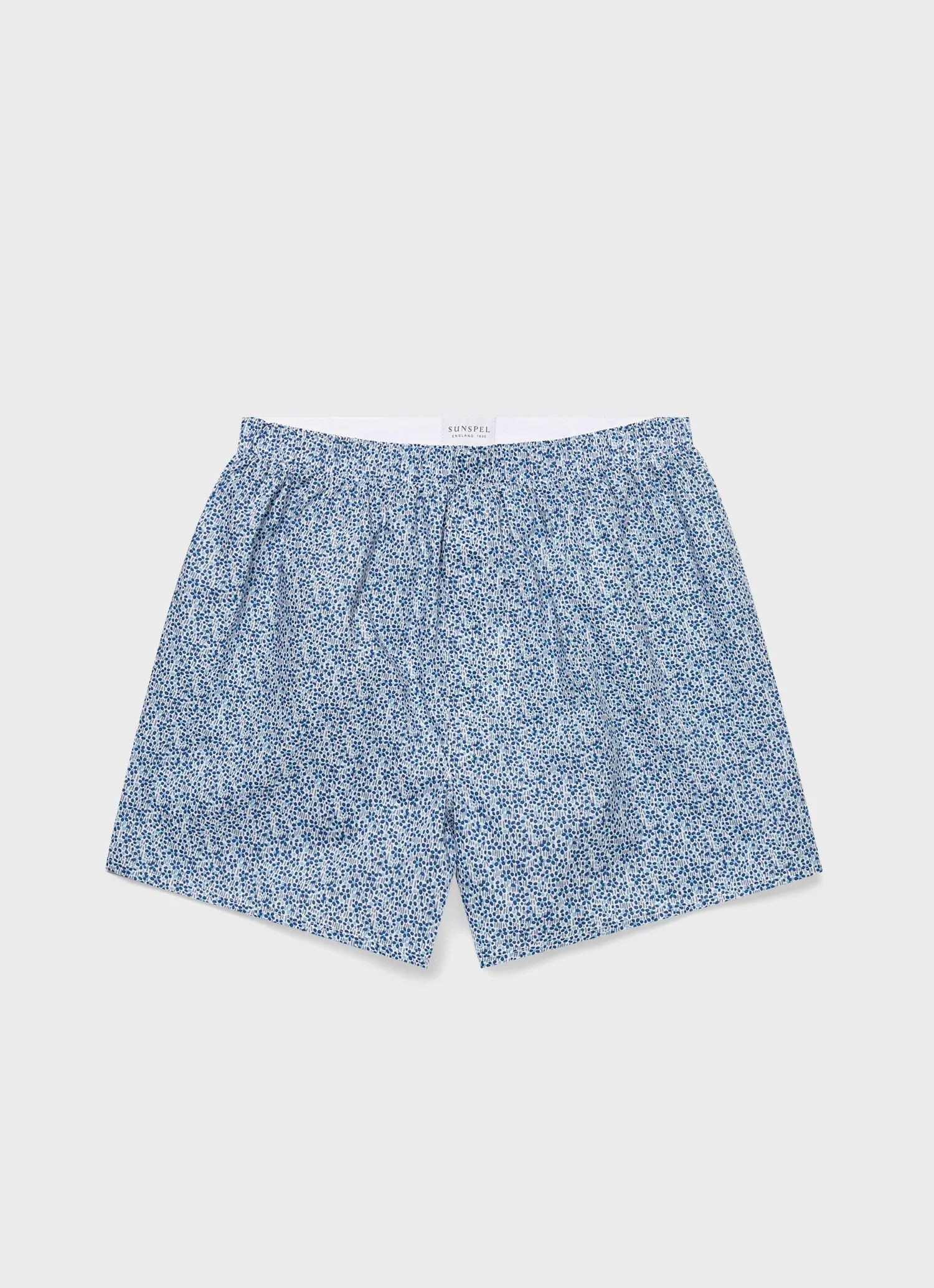 Men's Classic Boxer Shorts in Liberty Fabric in Ink Blue Meadow sold by Sunspel