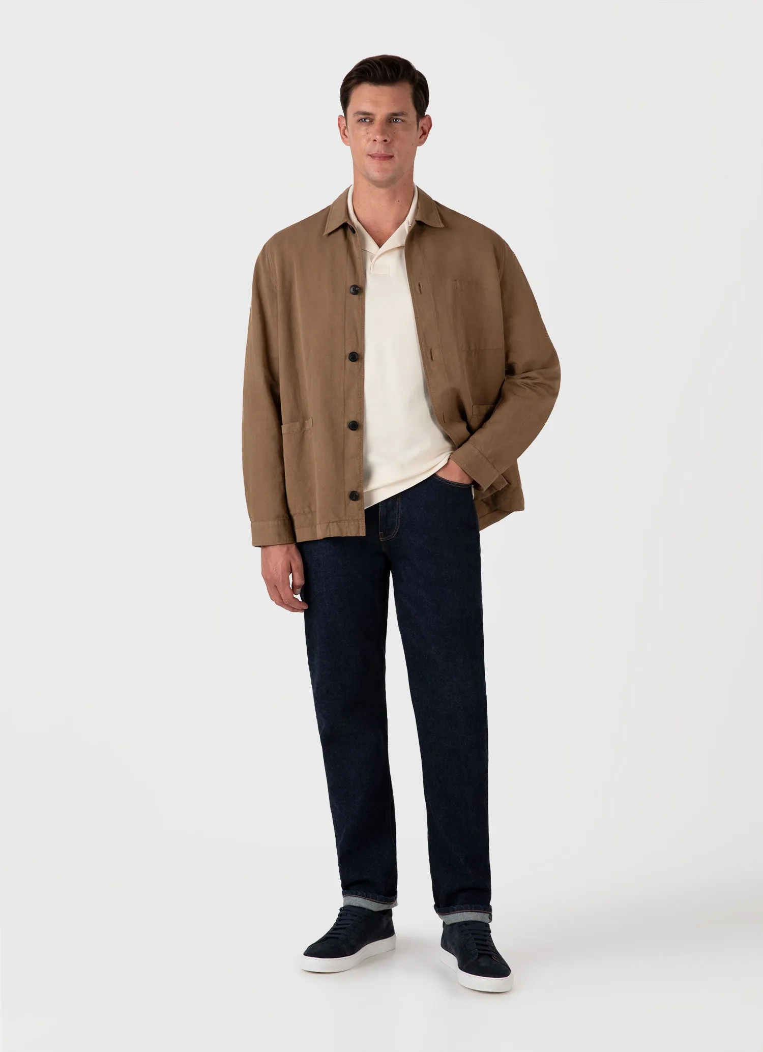 Men's Heavyweight Polo Shirt in Undyed sold by Sunspel product image thumbnail 3