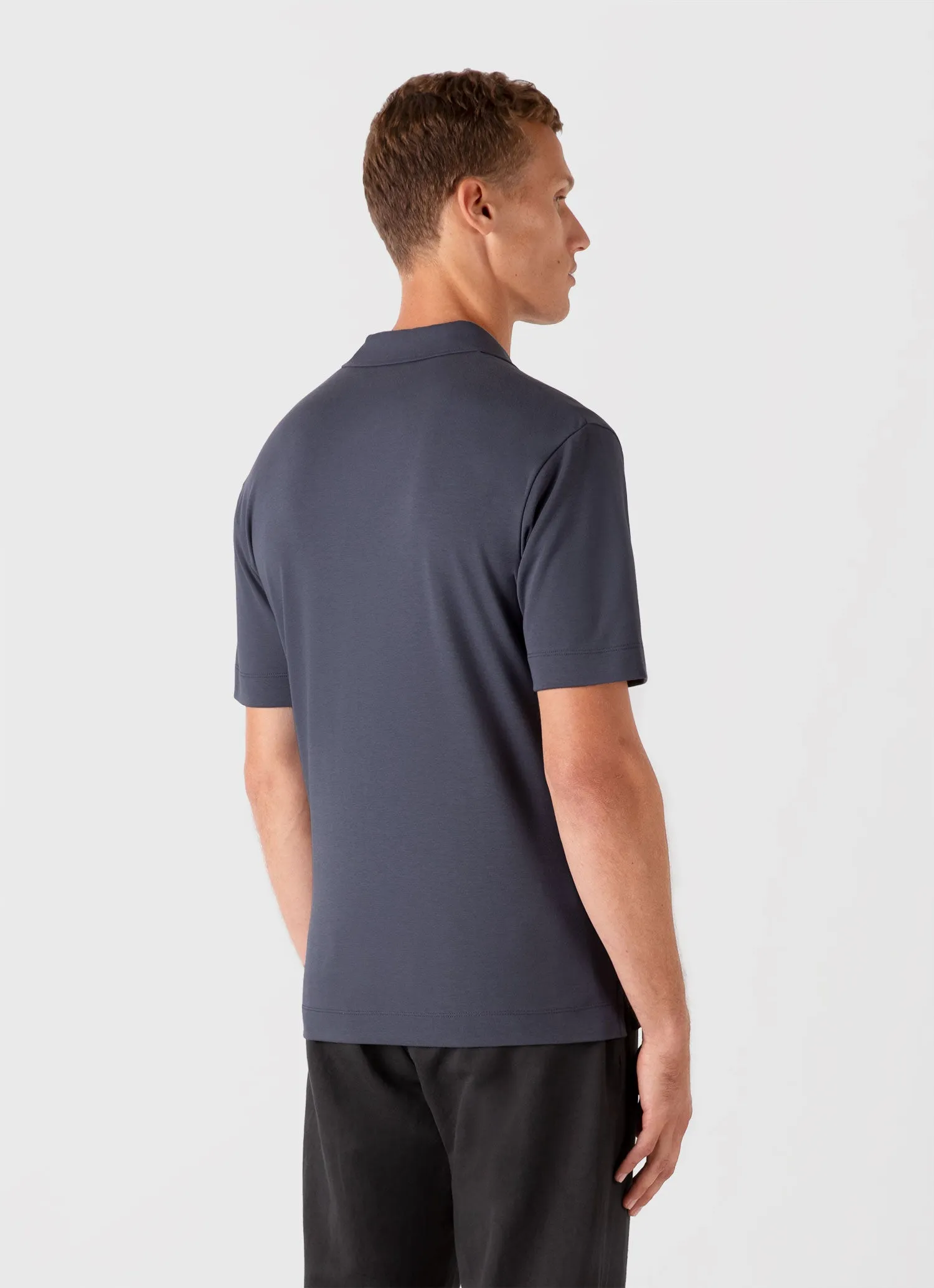Men's Heavyweight Polo Shirt in Slate Blue sold by Sunspel product image thumbnail 5