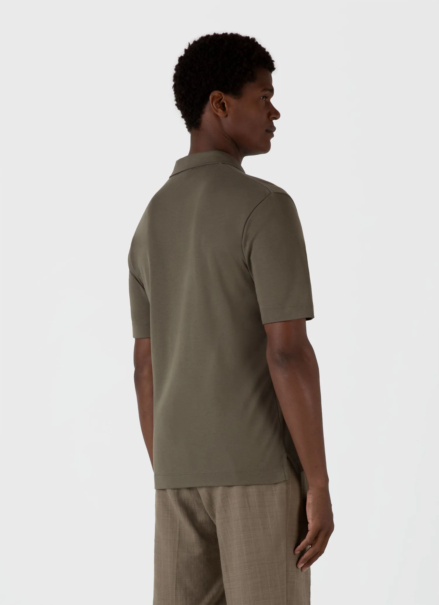 Men's Heavyweight Polo Shirt in Khaki sold by Sunspel product image thumbnail 5