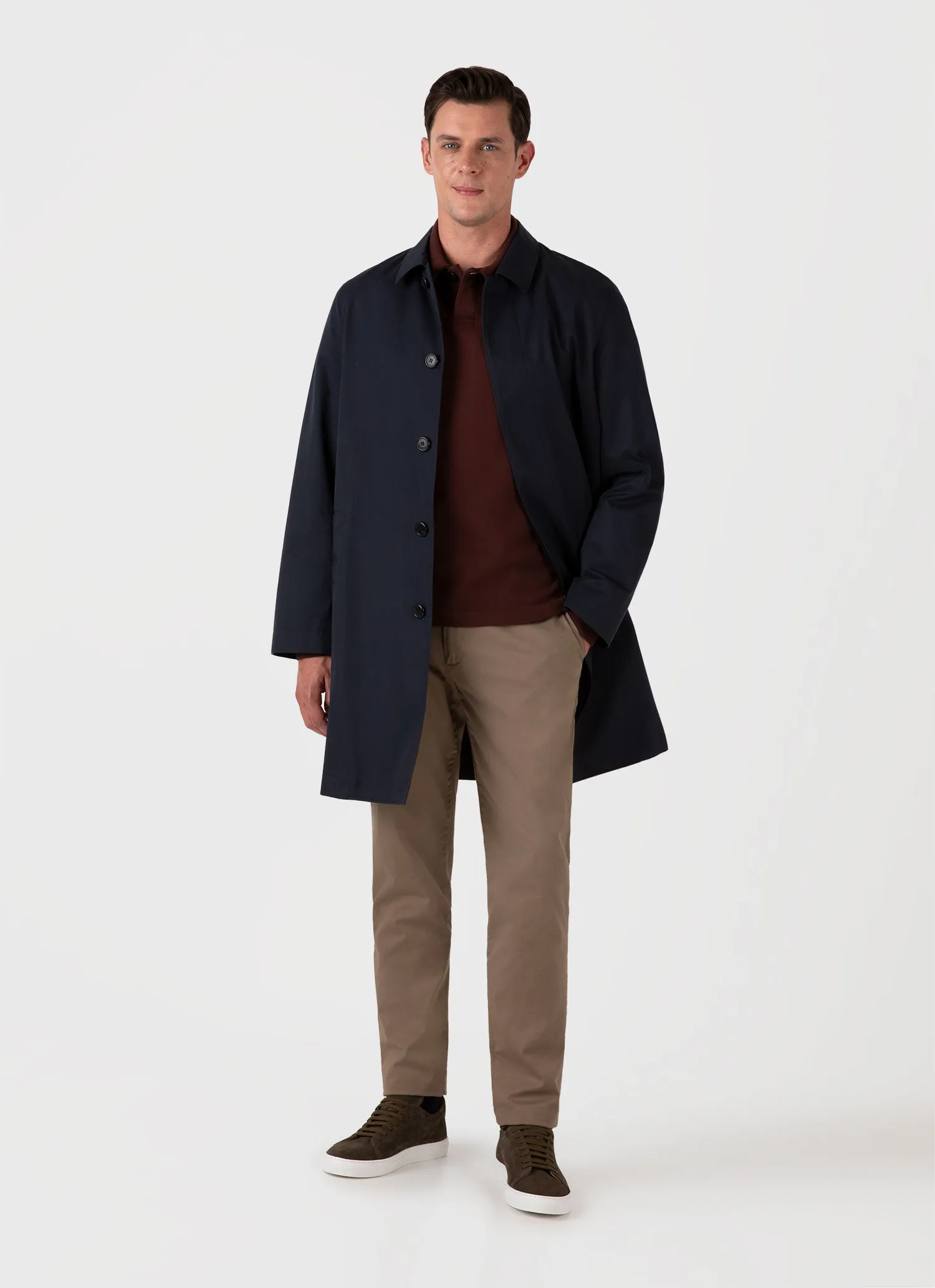 Men's Loopback Polo Sweatshirt in Raisin sold by Sunspel product image thumbnail 3