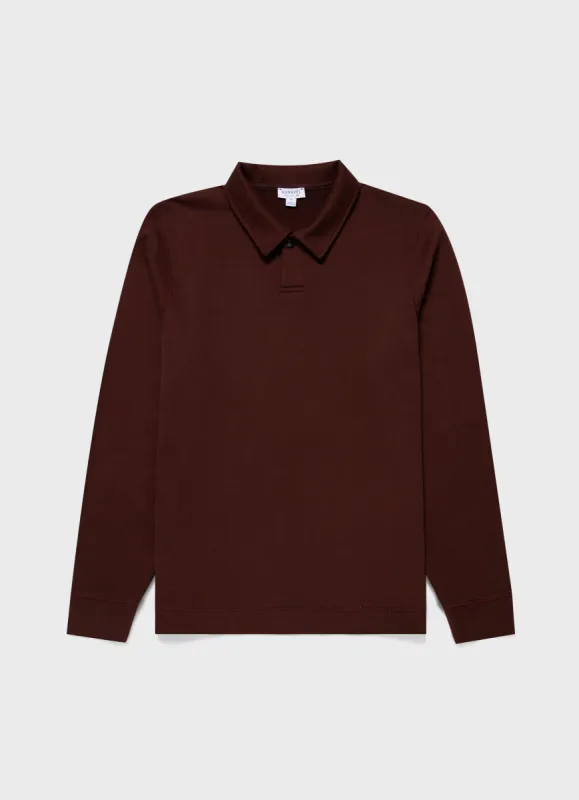 Men's Loopback Polo Sweatshirt in Raisin sold by Sunspel