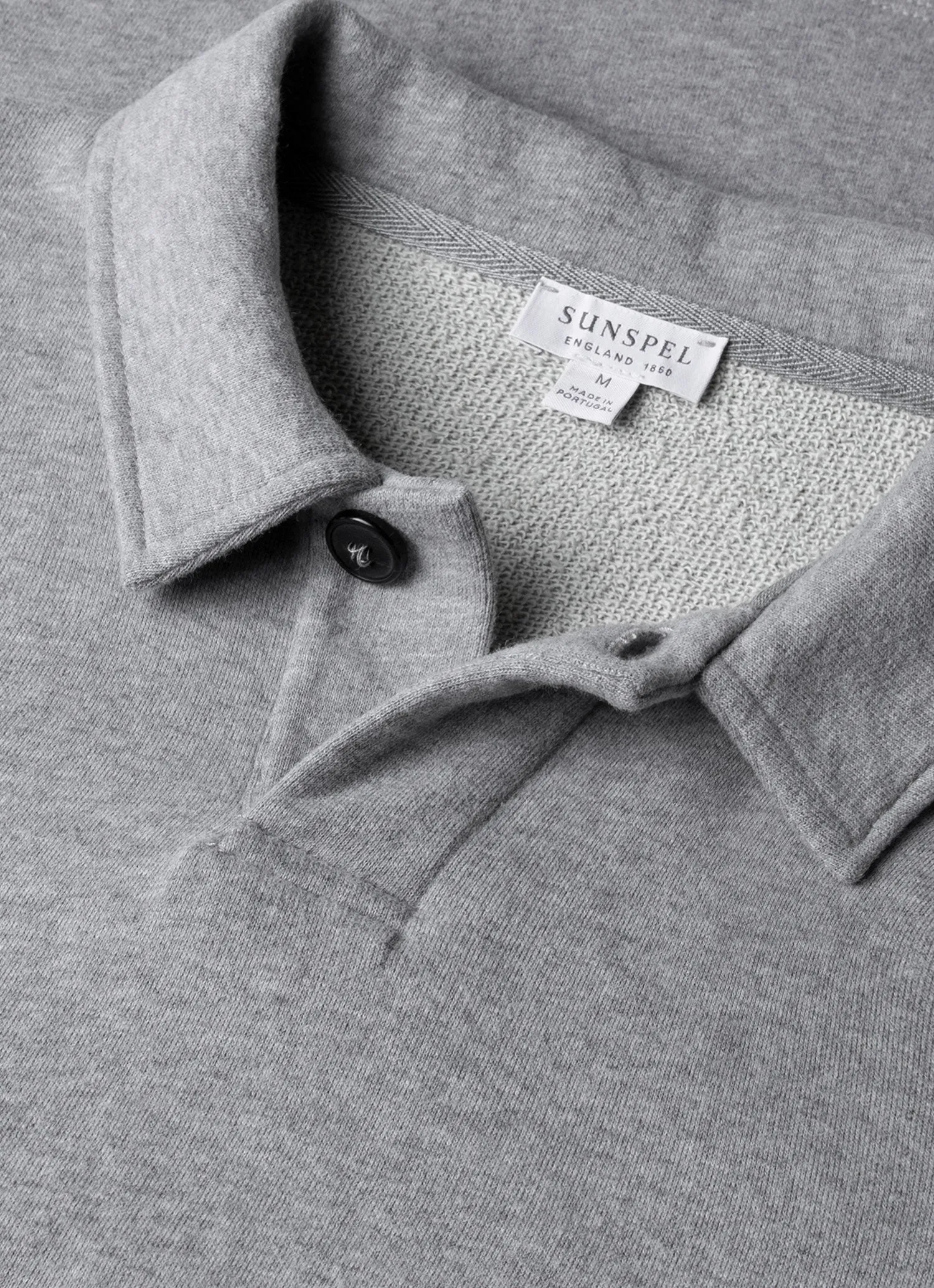 Men's Loopback Polo Sweatshirt in Grey Melange sold by Sunspel product image thumbnail 4