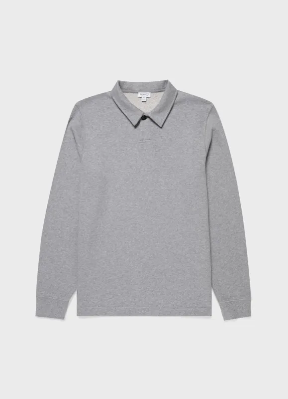 Men's Loopback Polo Sweatshirt in Grey Melange sold by Sunspel
