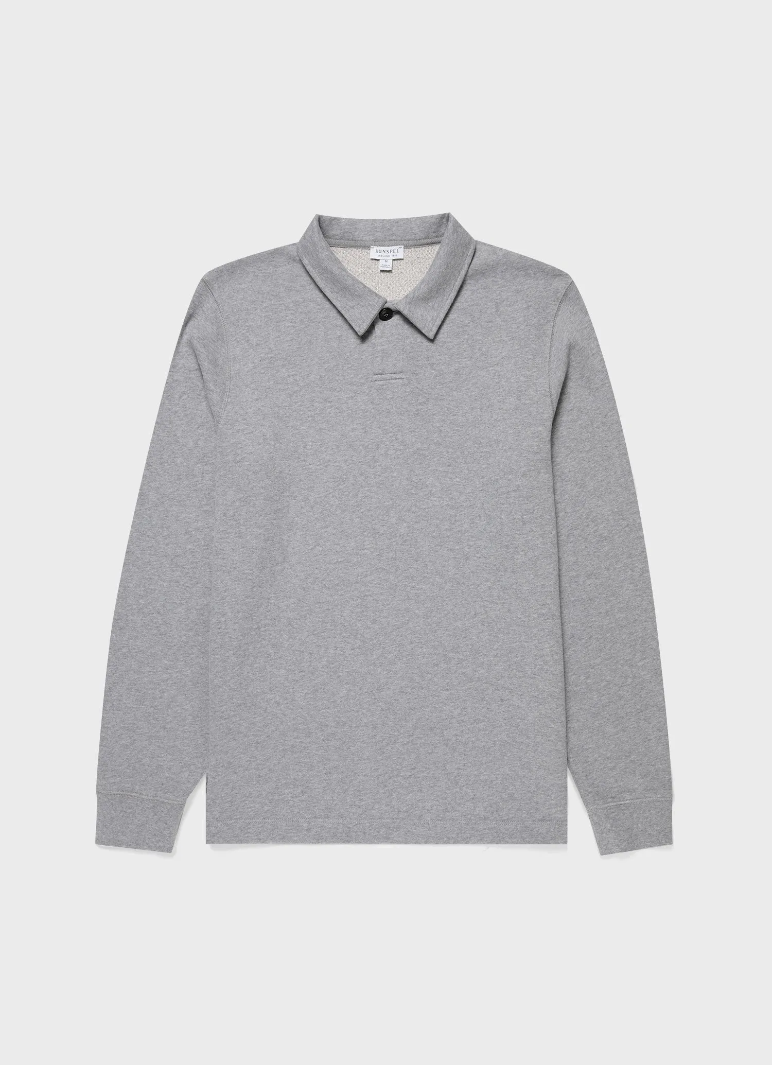 Men's Loopback Polo Sweatshirt in Grey Melange sold by Sunspel