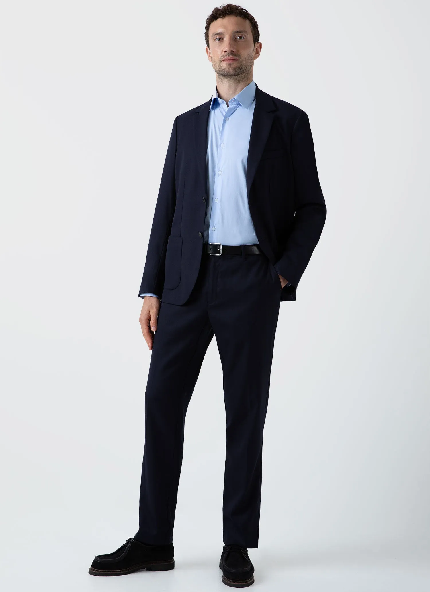 Men's Lightweight Travel Wool Blazer in Navy sold by Sunspel product image thumbnail 3