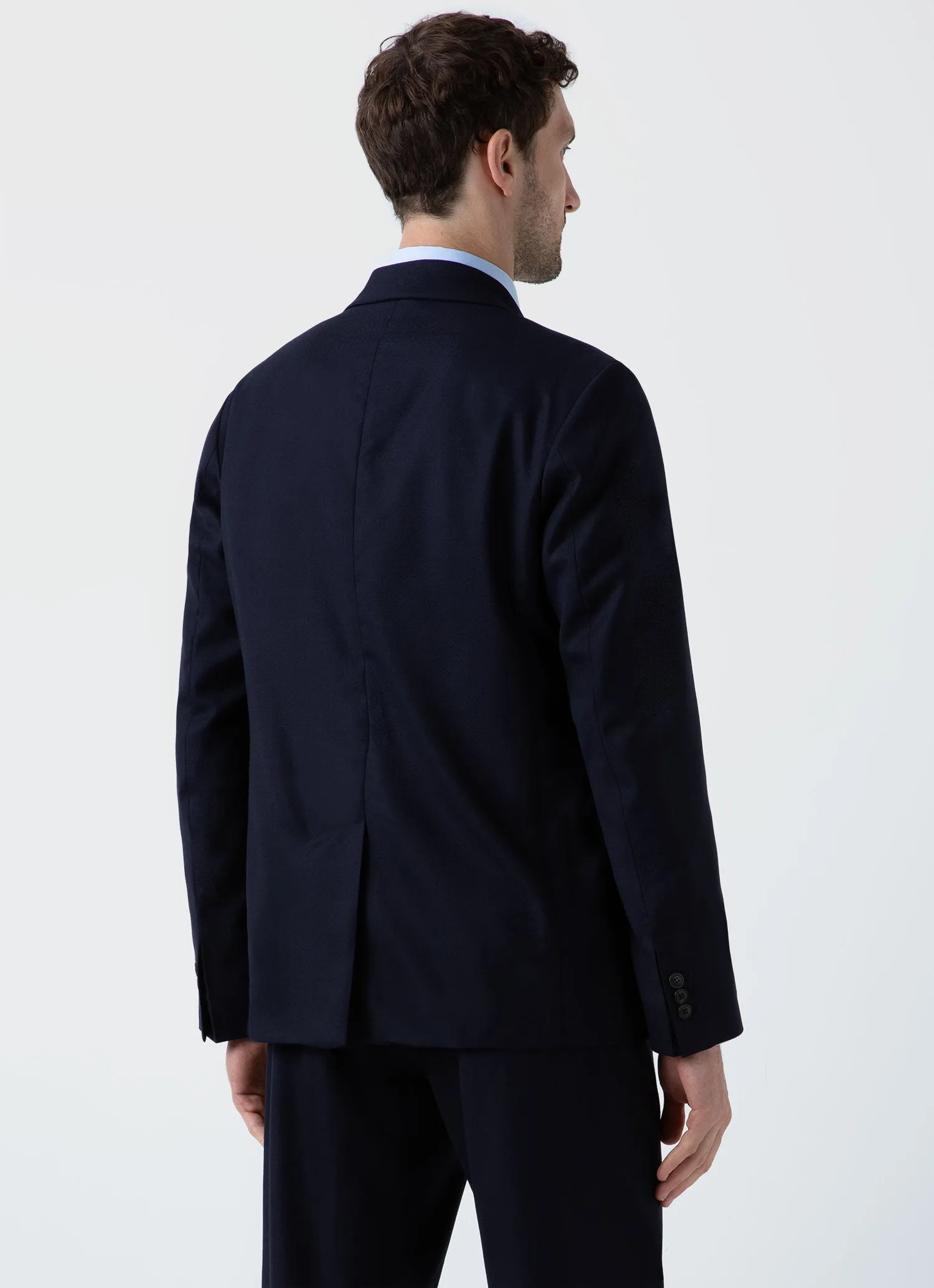 Men's Lightweight Travel Wool Blazer in Navy sold by Sunspel product image thumbnail 5