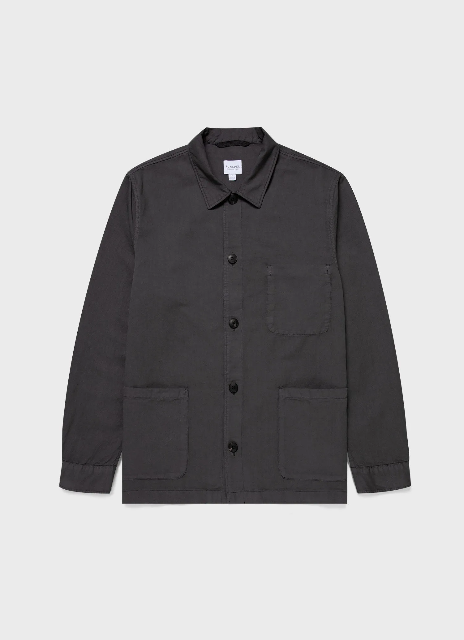 Men's Cotton Linen Twin Pocket Jacket in Charcoal sold by Sunspel