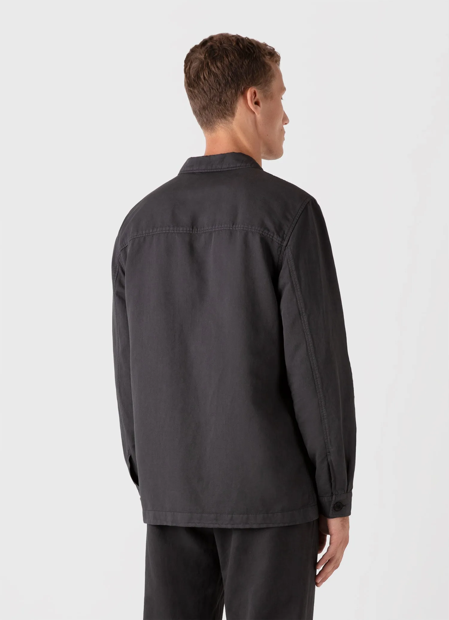 Men's Cotton Linen Twin Pocket Jacket in Charcoal sold by Sunspel product image thumbnail 5
