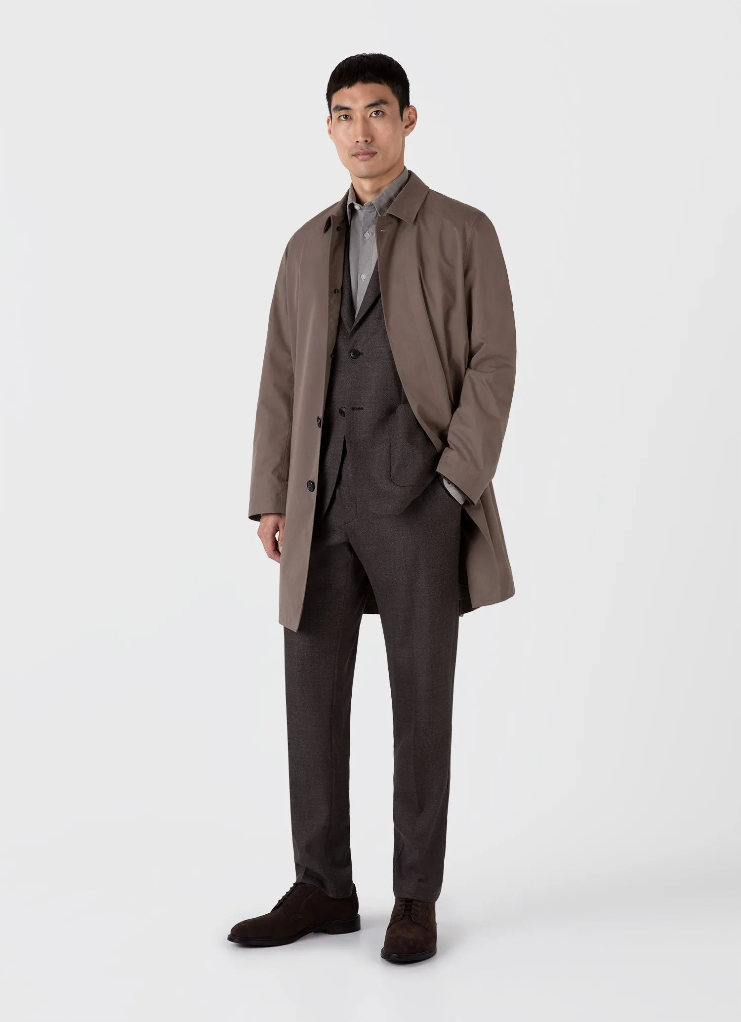 Men's Lightweight Travel Wool Blazer in Light Coffee Melange sold by Sunspel product image thumbnail 3