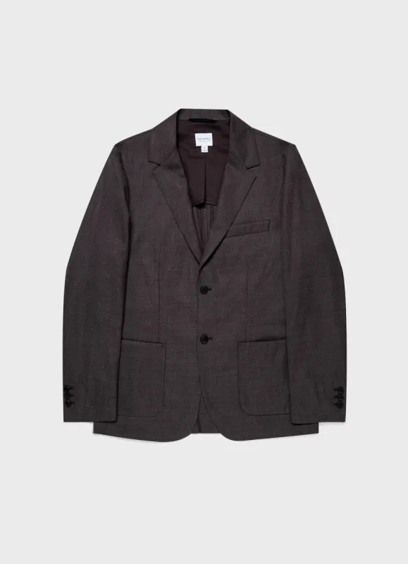 Men's Lightweight Travel Wool Blazer in Light Coffee Melange sold by Sunspel