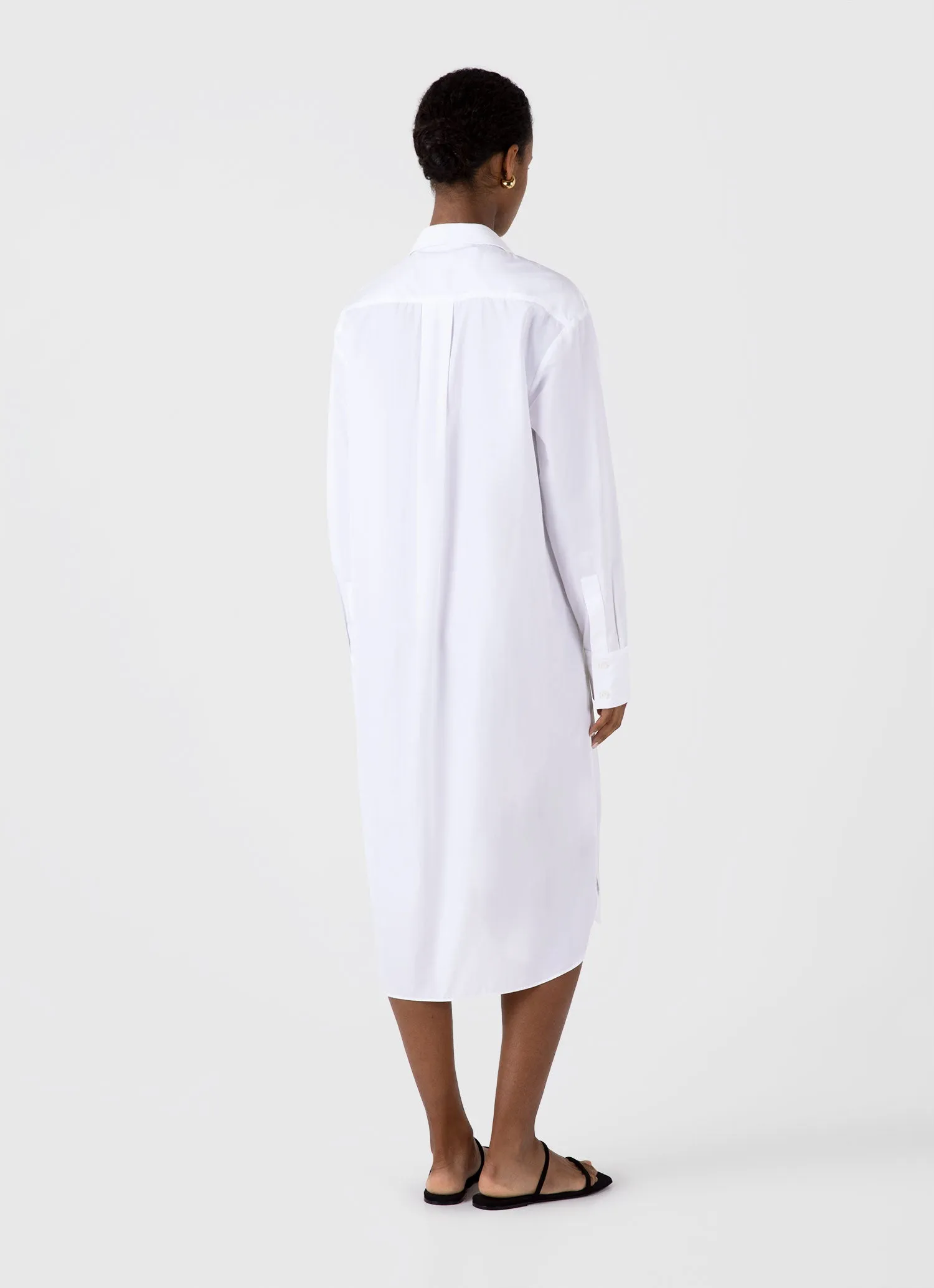 Women's Cotton Poplin Shirt Dress in White sold by Sunspel product image thumbnail 3
