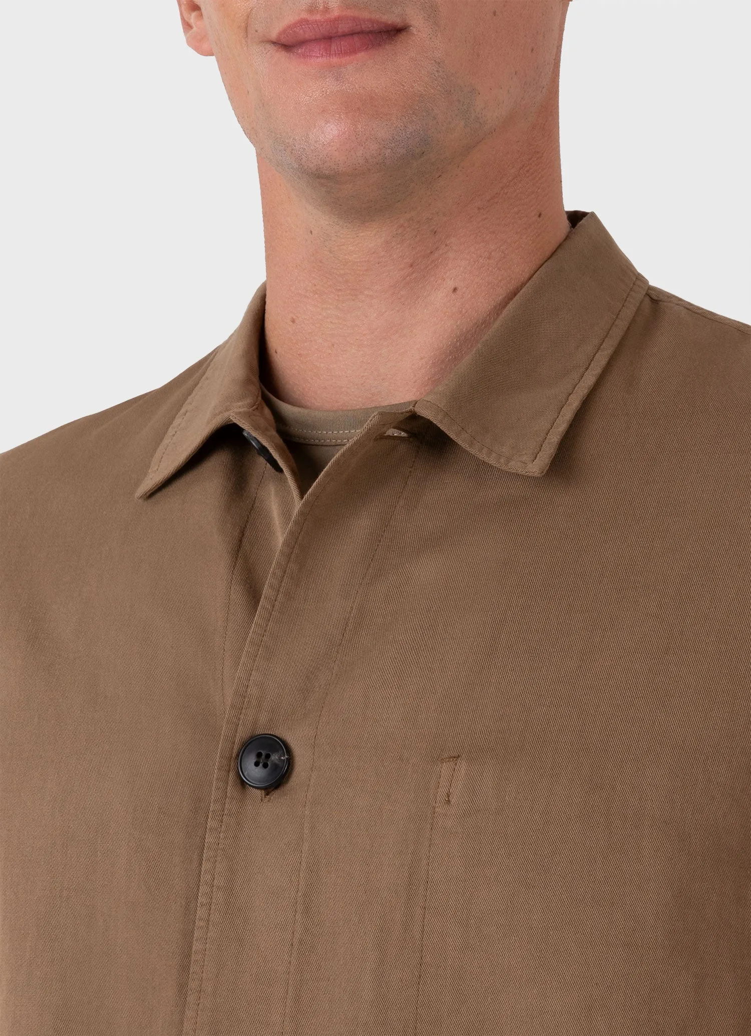 Men's Cotton Linen Twin Pocket Jacket in Dark Tan sold by Sunspel product image thumbnail 5
