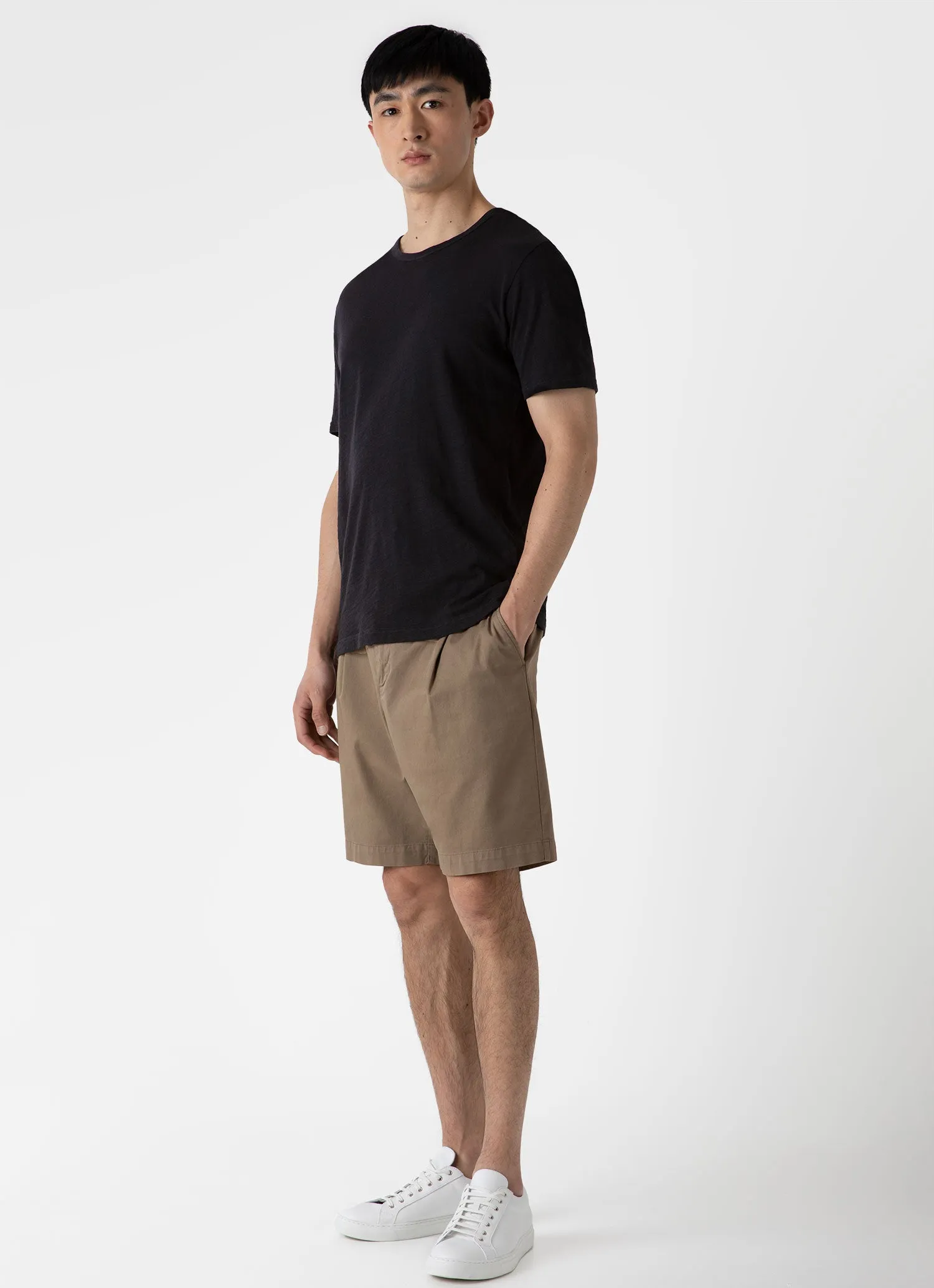 Men's Cotton Linen T-shirt in Black sold by Sunspel product image thumbnail 3