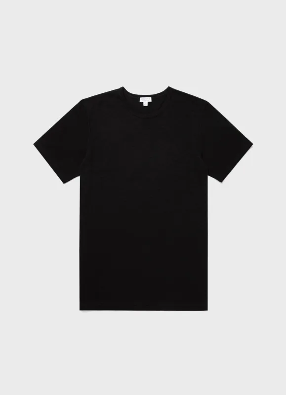 Men's Cotton Linen T-shirt in Black sold by Sunspel