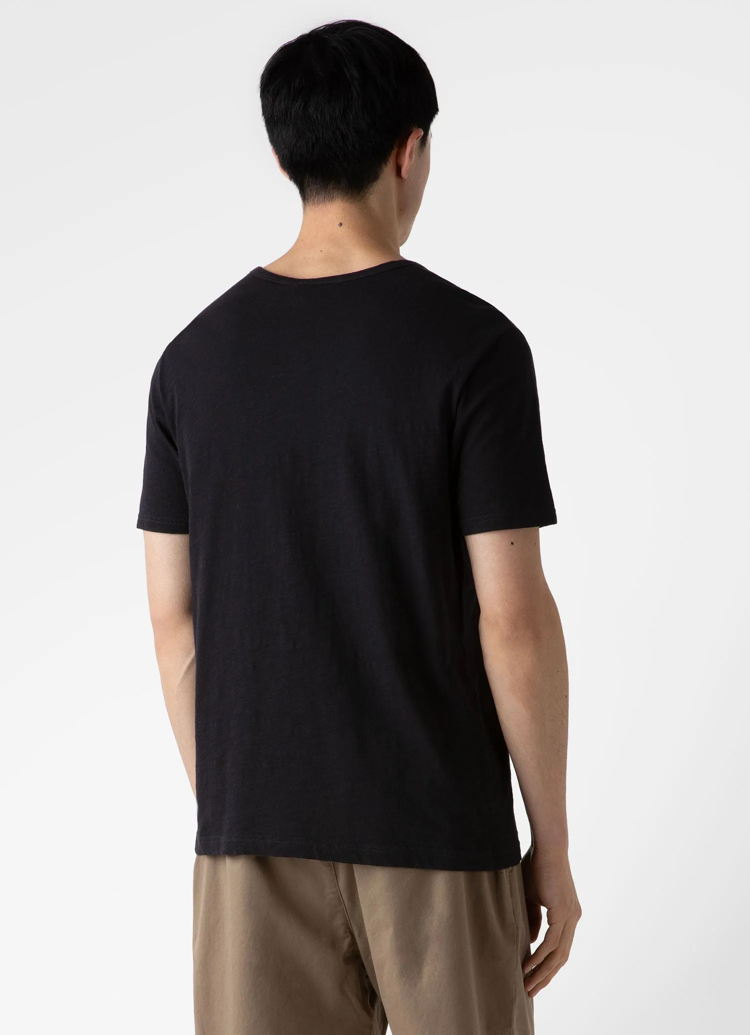 Men's Cotton Linen T-shirt in Black sold by Sunspel product image thumbnail 4