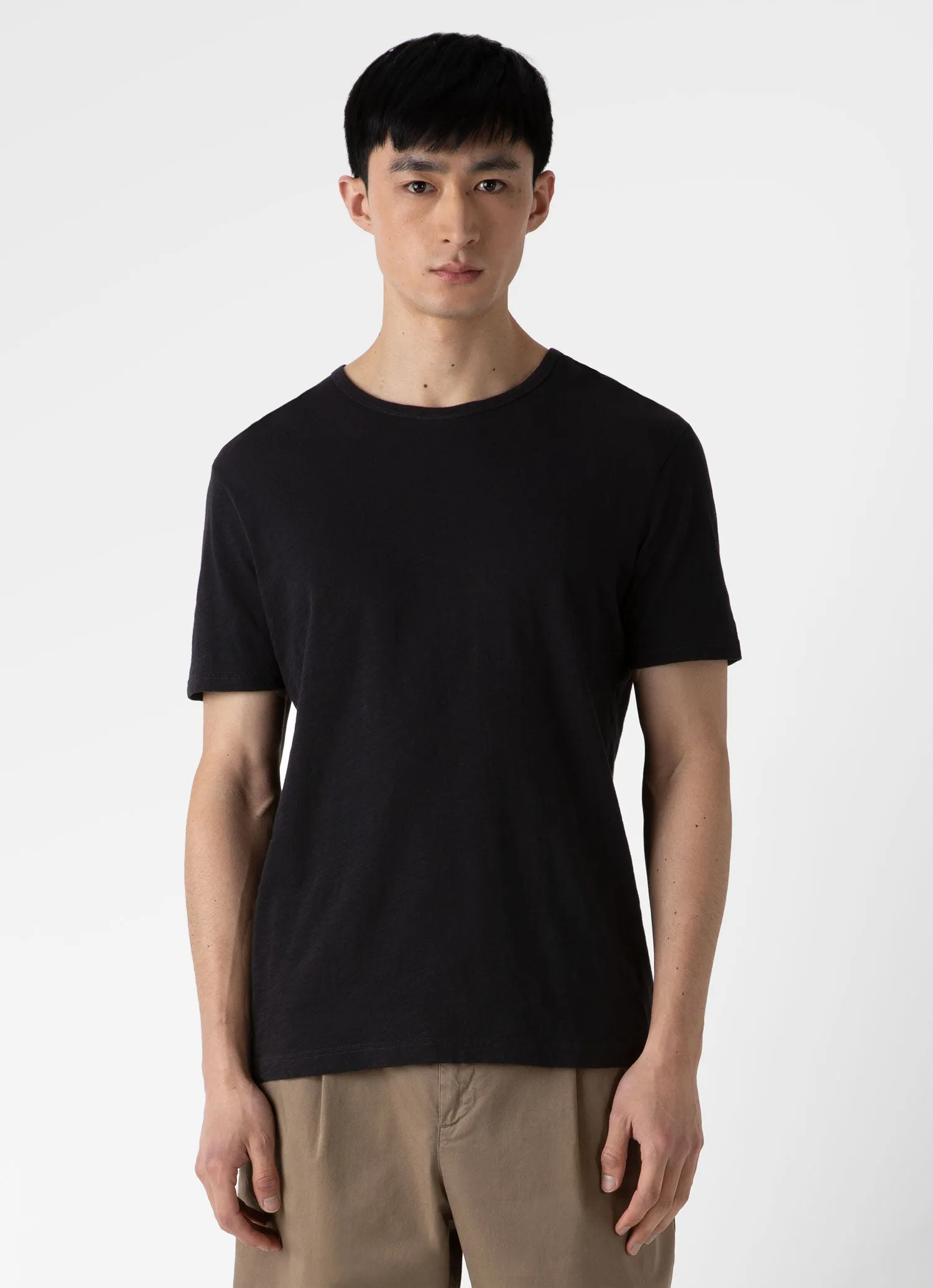 Men's Cotton Linen T-shirt in Black sold by Sunspel product image thumbnail 2