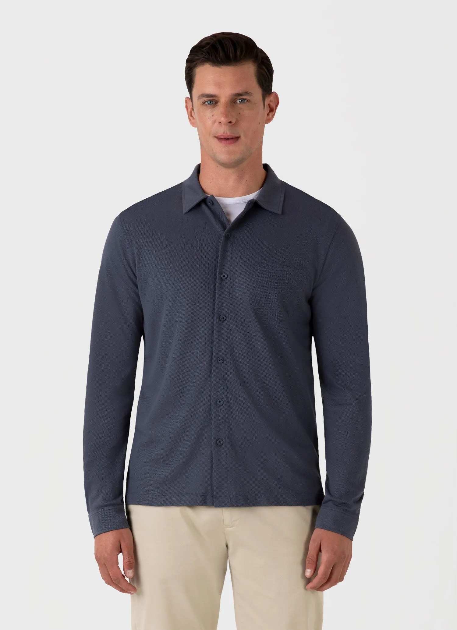 Men's Riviera Shirt in Slate Blue sold by Sunspel product image thumbnail 2