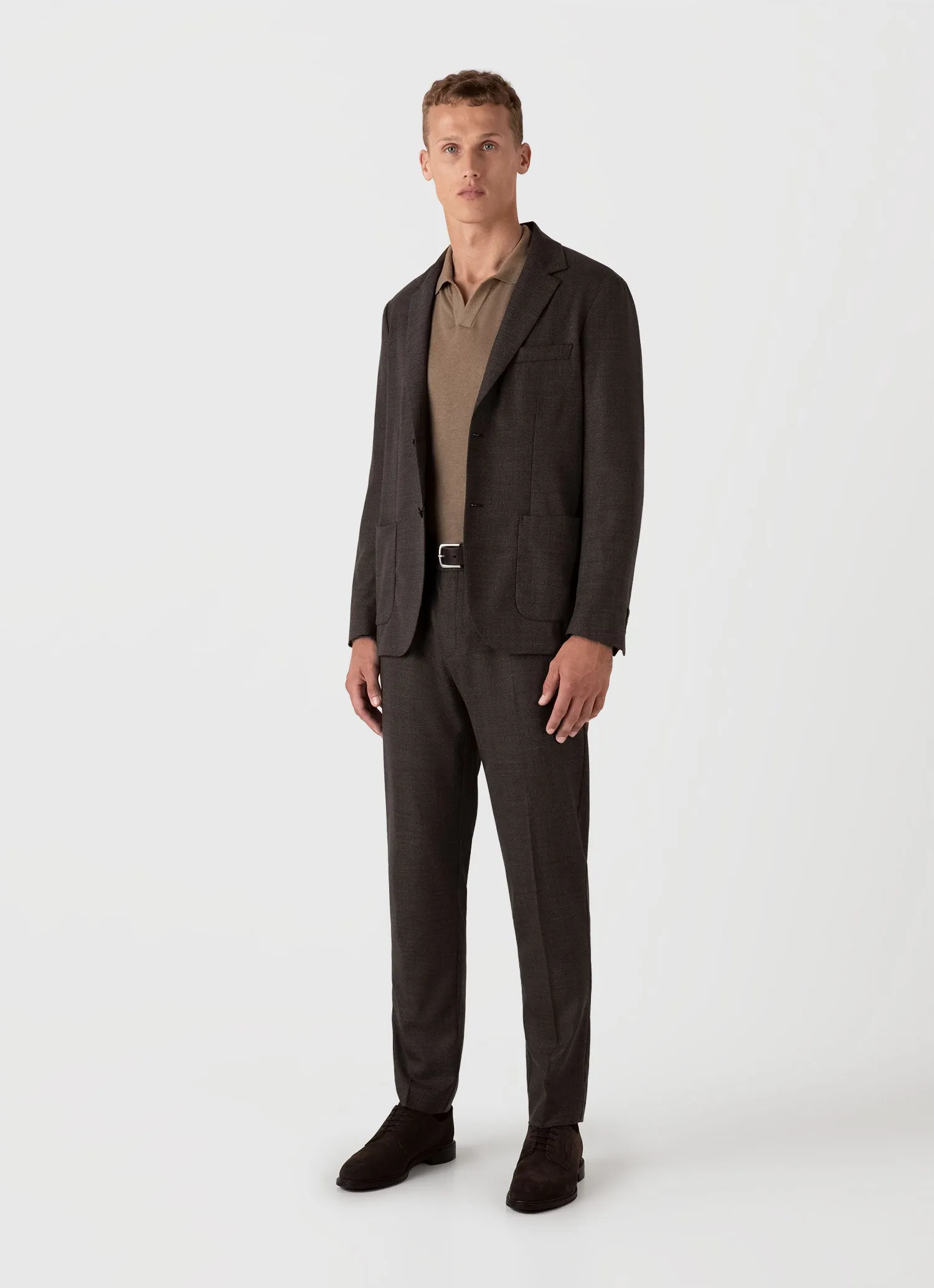 Men's Sea Island Cashmere Polo Shirt in Oat sold by Sunspel product image thumbnail 3