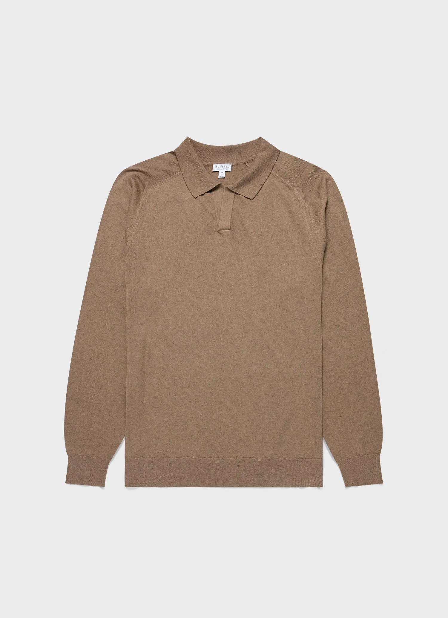 Men's Sea Island Cashmere Polo Shirt in Oat sold by Sunspel