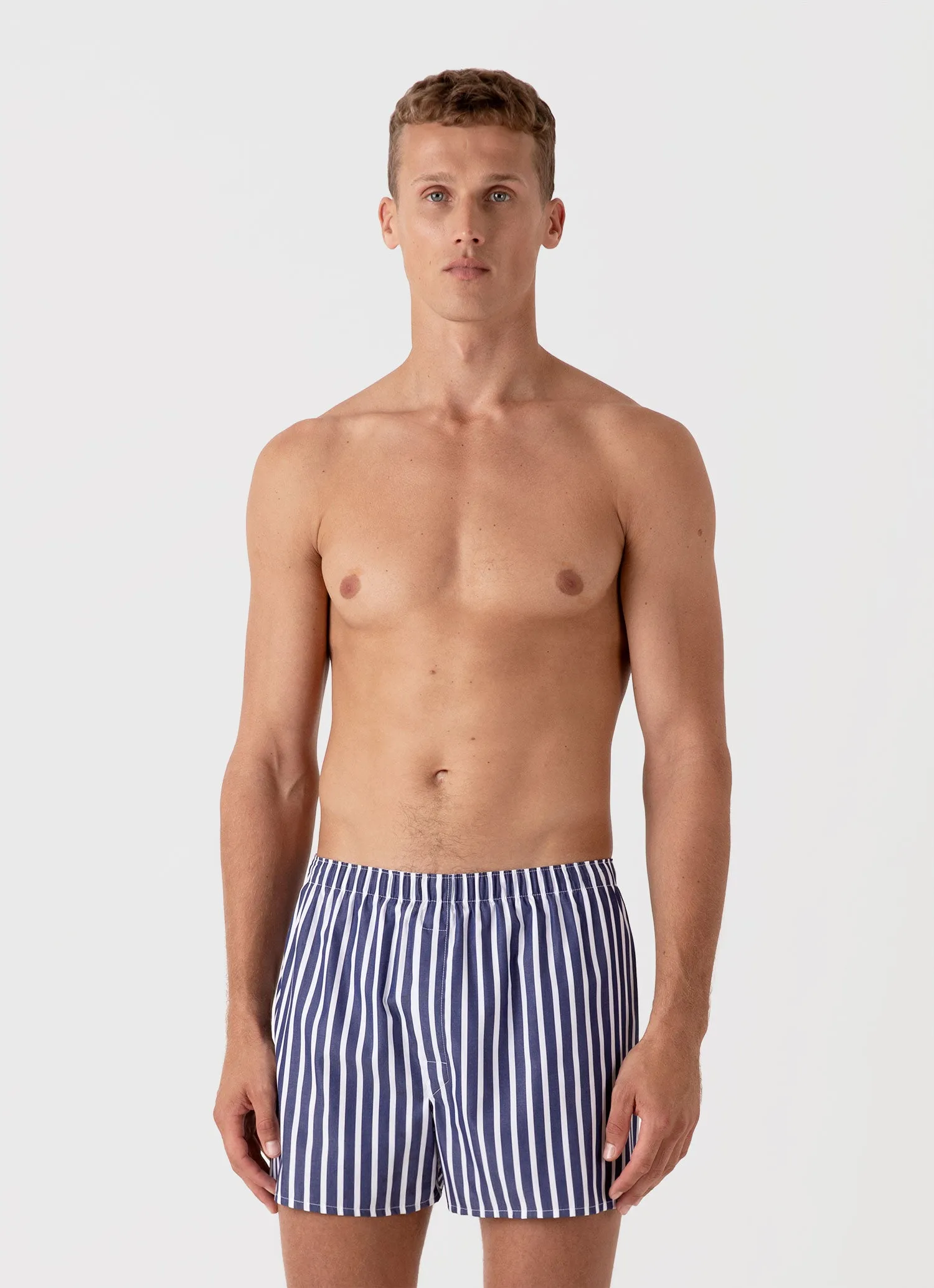 Men's Classic Boxer Short in Navy/White sold by Sunspel product image thumbnail 2