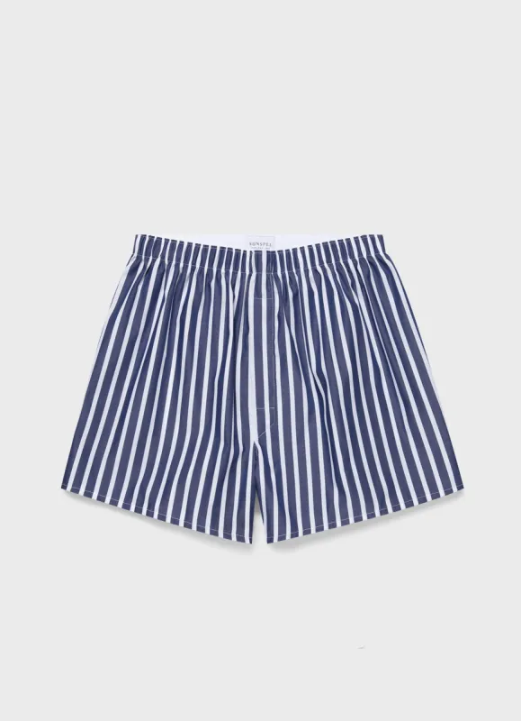 Men's Classic Boxer Shorts in Navy/White sold by Sunspel