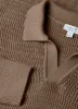 Men's Long Sleeve Textured Cotton Polo Shirt in Dark Stone sold by Sunspel