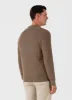 Men's Long Sleeve Textured Cotton Polo Shirt in Dark Stone sold by Sunspel