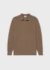 Men's Long Sleeve Textured Cotton Polo Shirt in Dark Stone sold by Sunspel