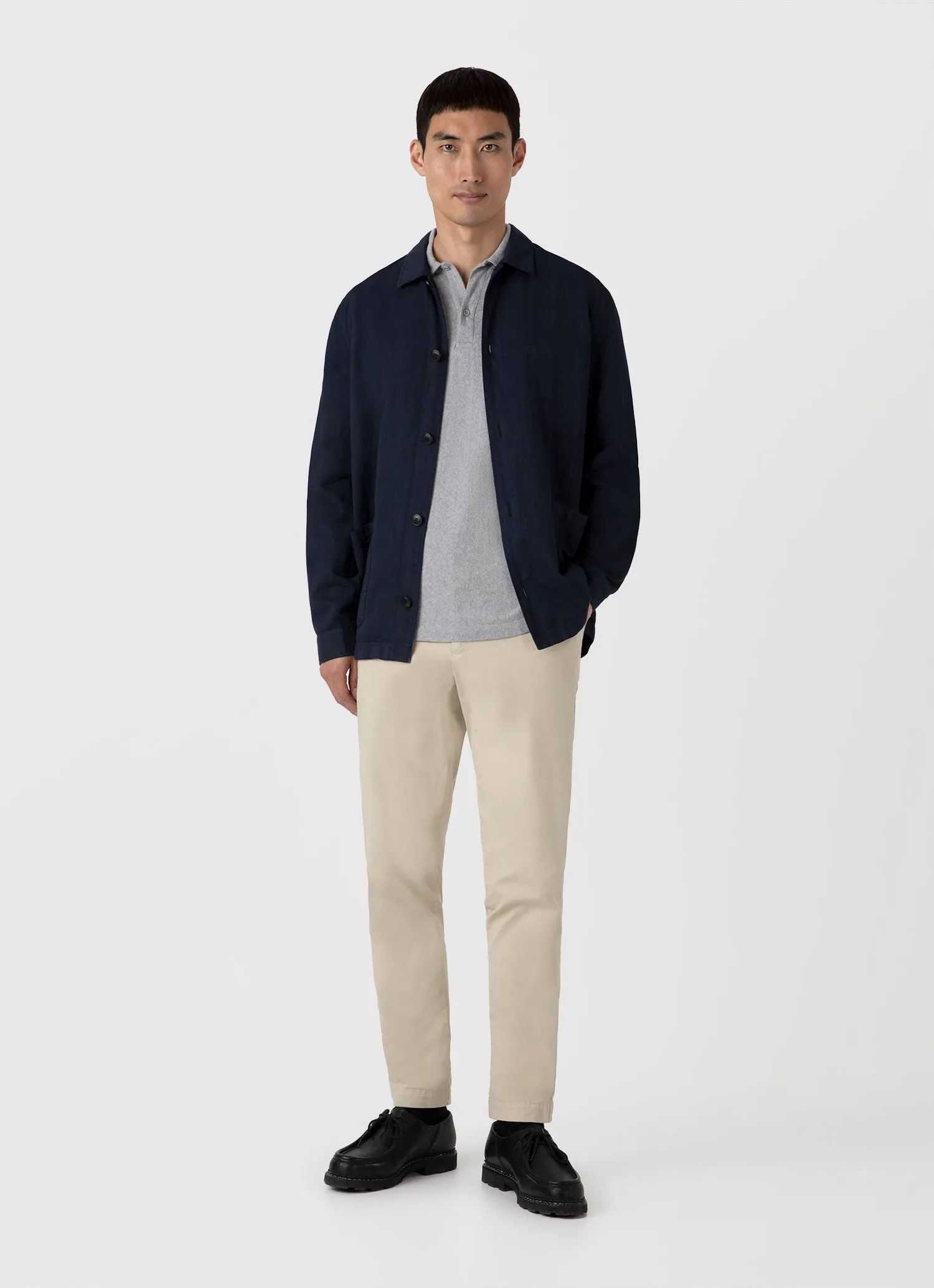 Men's Cotton Linen Twin Pocket Jacket in Navy sold by Sunspel product image thumbnail 4
