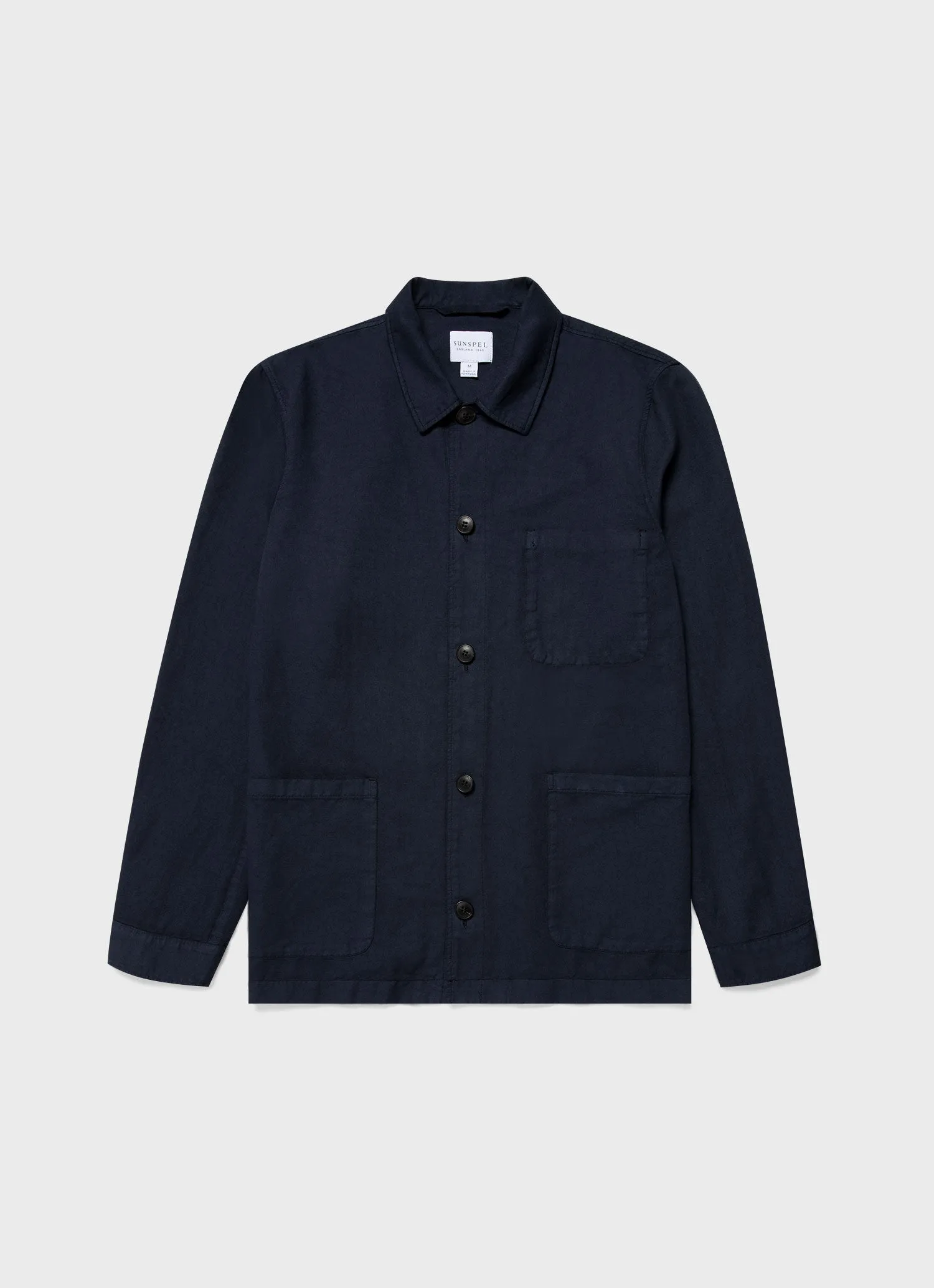 Men's Cotton Linen Twin Pocket Jacket in Navy sold by Sunspel