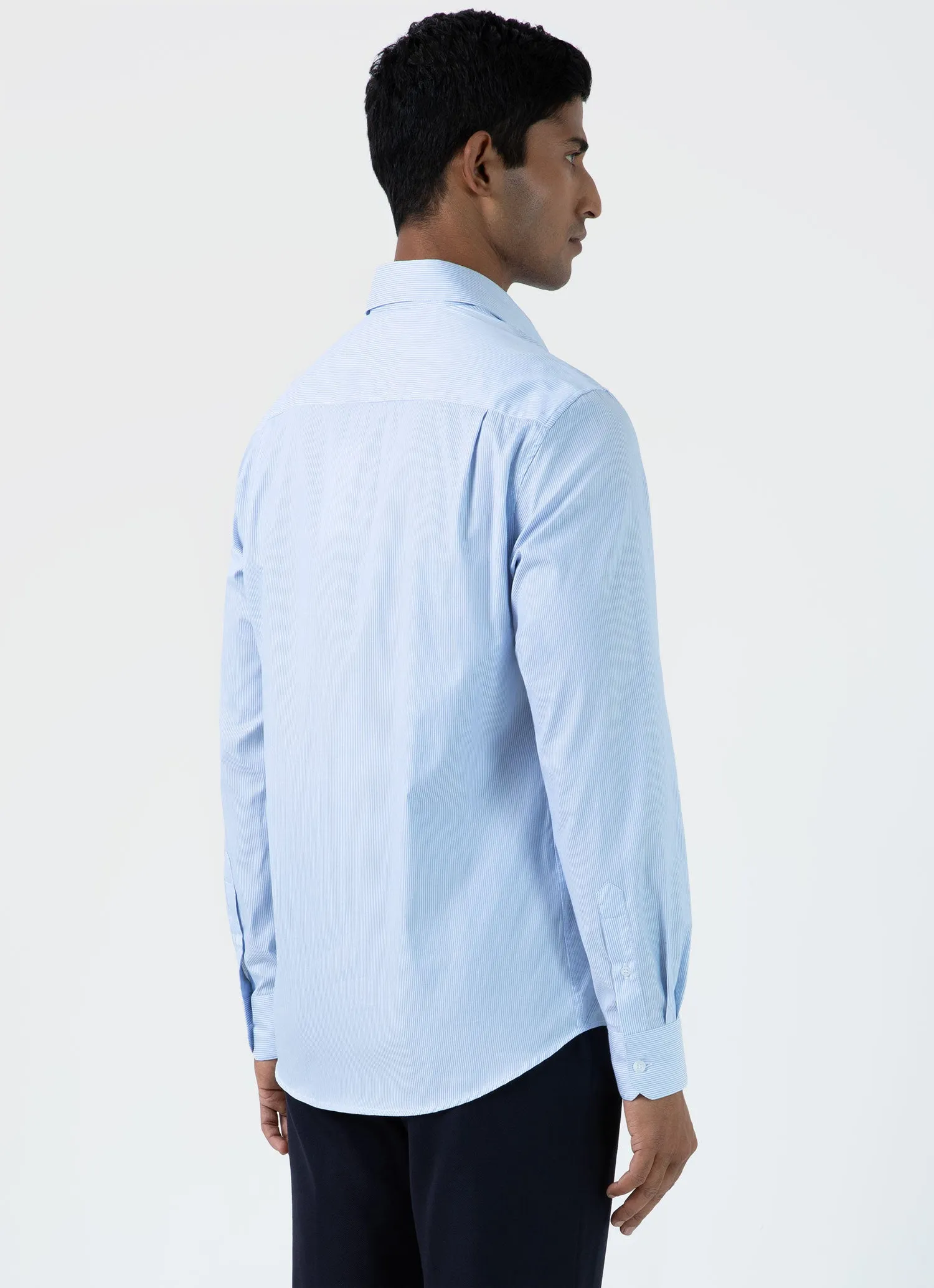 Men's Cotton Stretch Shirt in Light Blue/White sold by Sunspel product image thumbnail 5