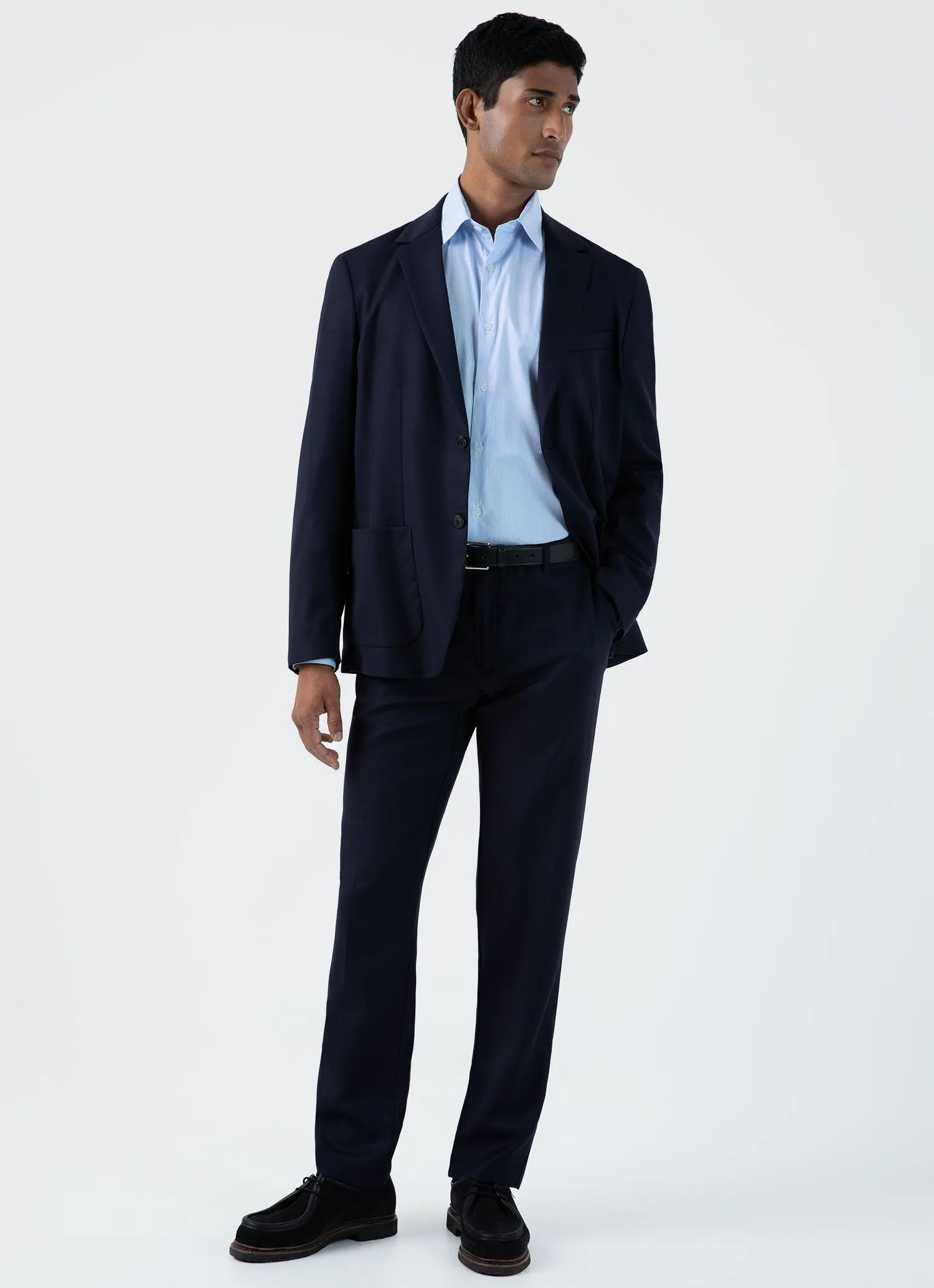 Men's Cotton Stretch Shirt in Light Blue/White sold by Sunspel product image thumbnail 3