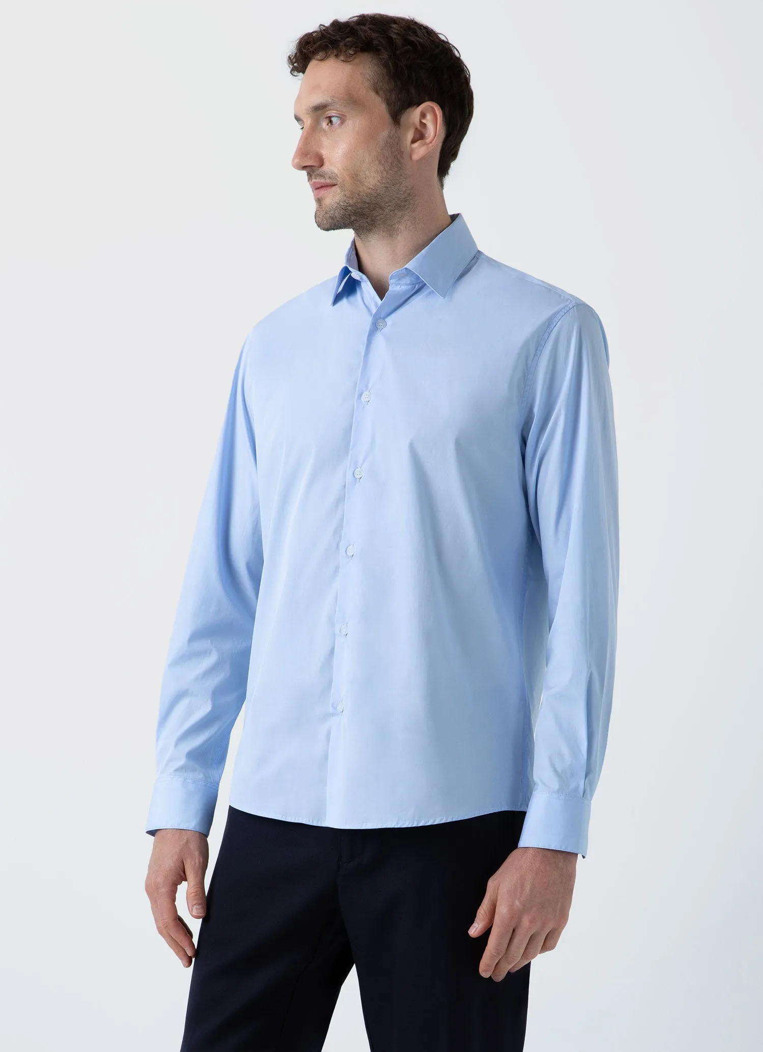 Men's Cotton Stretch Shirt in Light Blue sold by Sunspel product image thumbnail 2