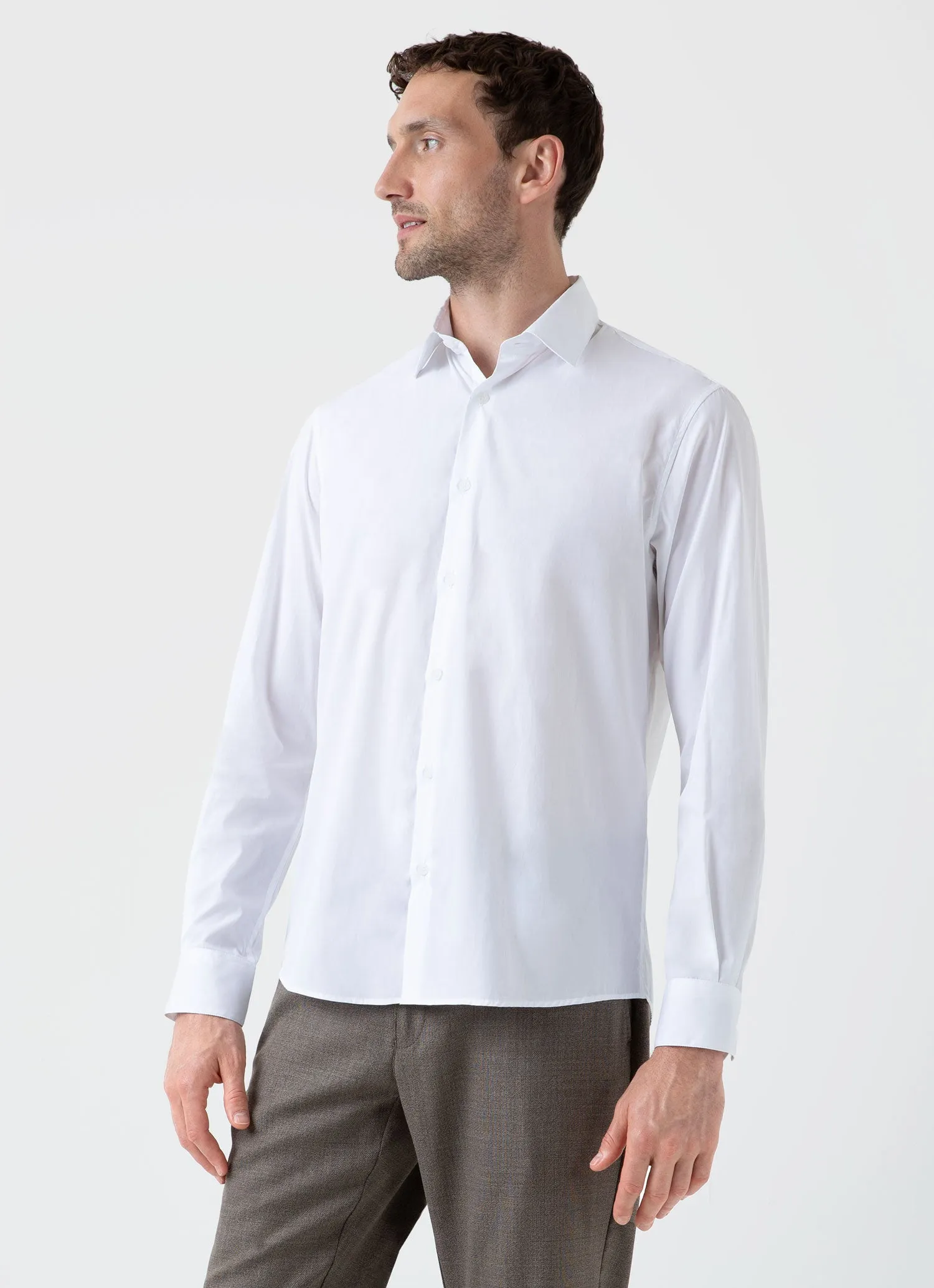 Men's Cotton Stretch Shirt in White sold by Sunspel product image thumbnail 2