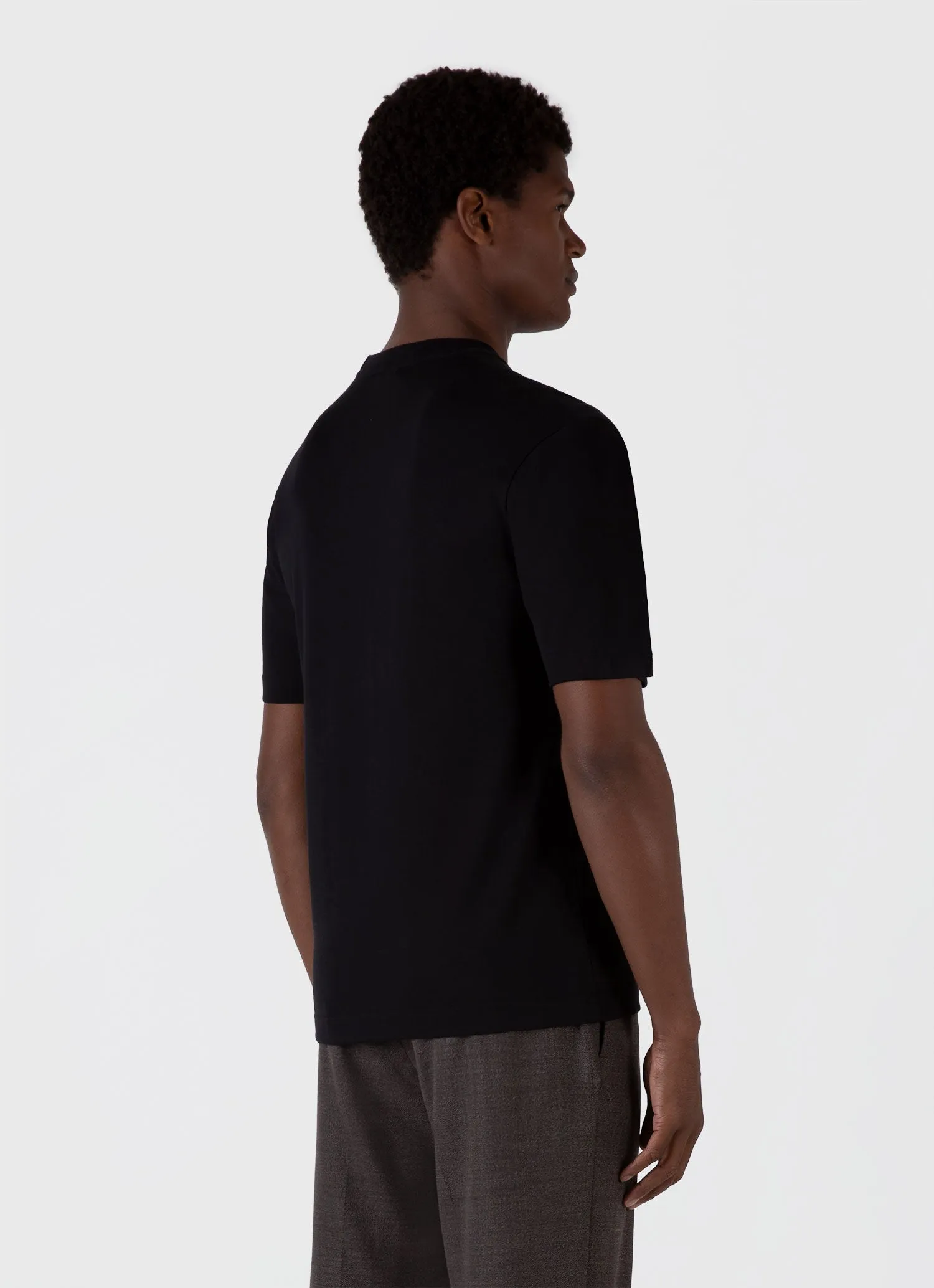 Men's Silk Cotton T-shirt in Black sold by Sunspel product image thumbnail 5