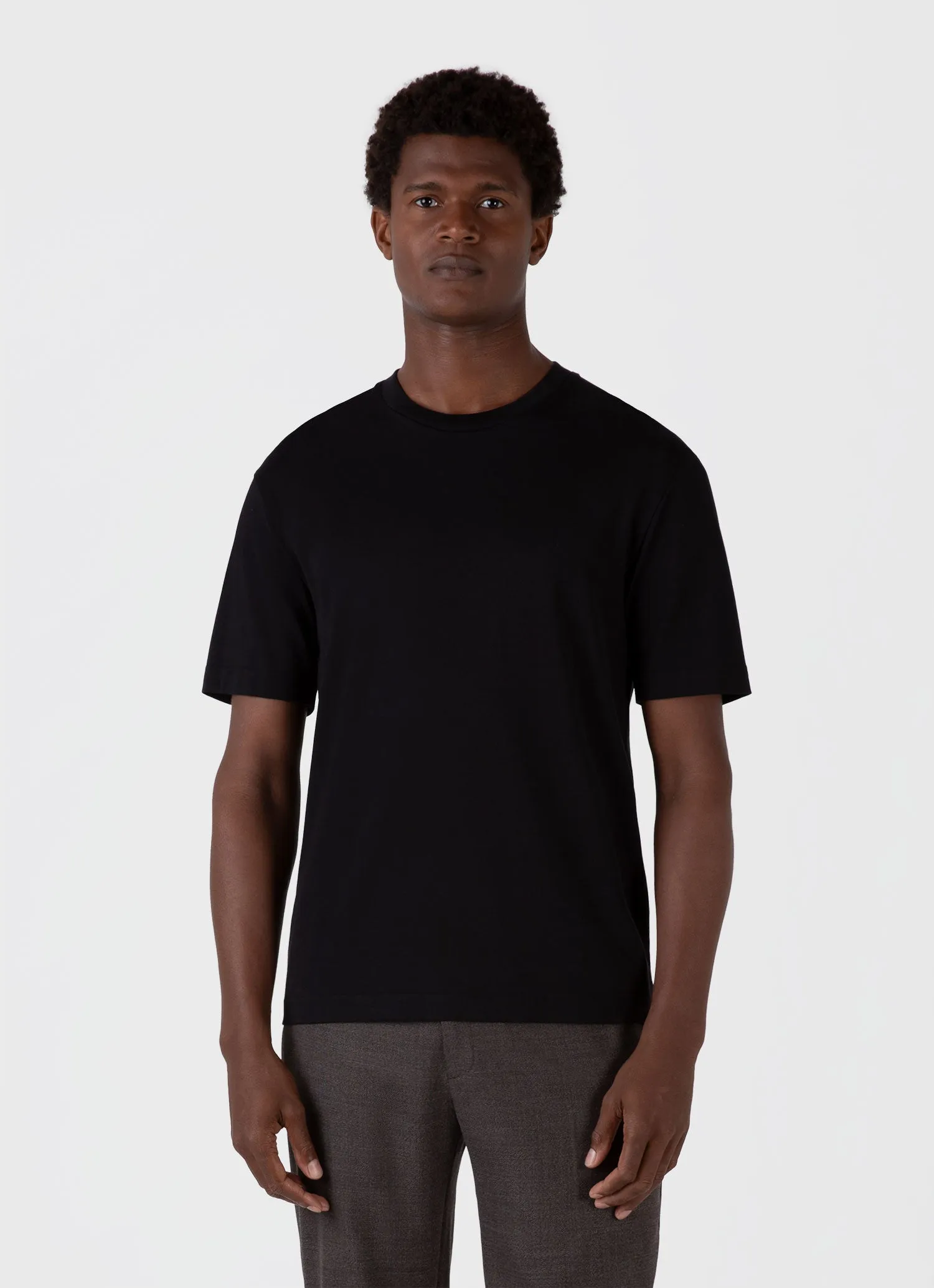 Men's Silk Cotton T-shirt in Black sold by Sunspel product image thumbnail 2