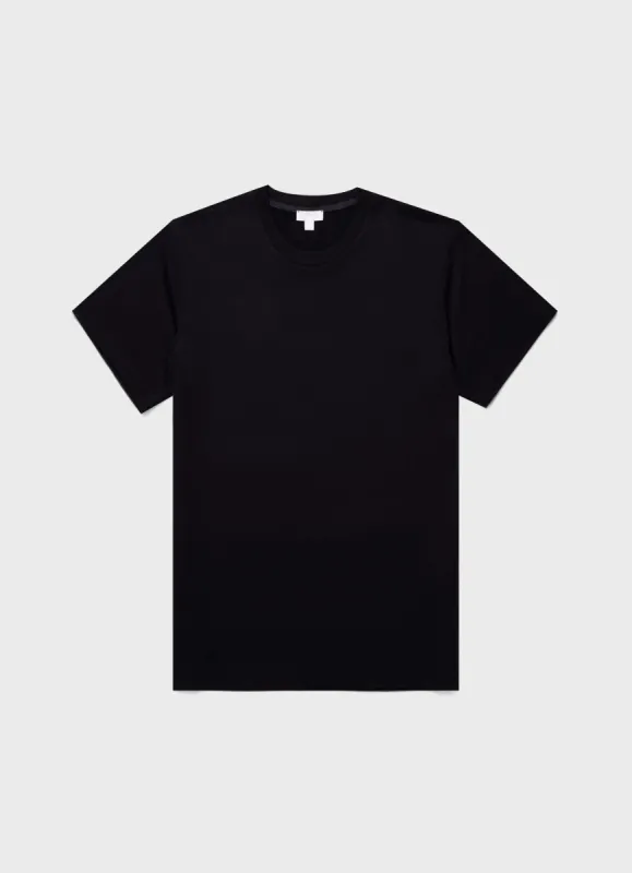 Men's Silk Cotton T-shirt in Black sold by Sunspel