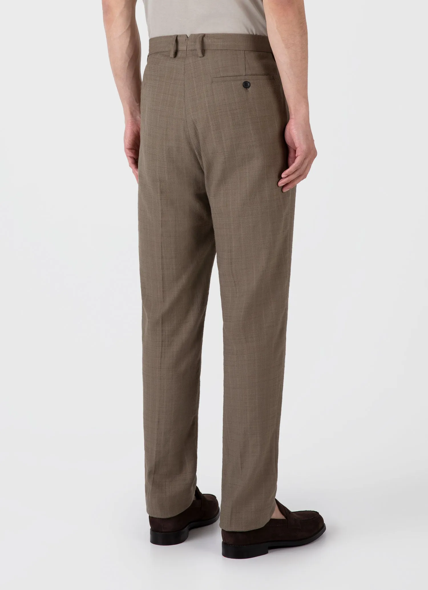 Men's Cotton Raffia Pleat Trouser in Dark Stone sold by Sunspel product image thumbnail 5