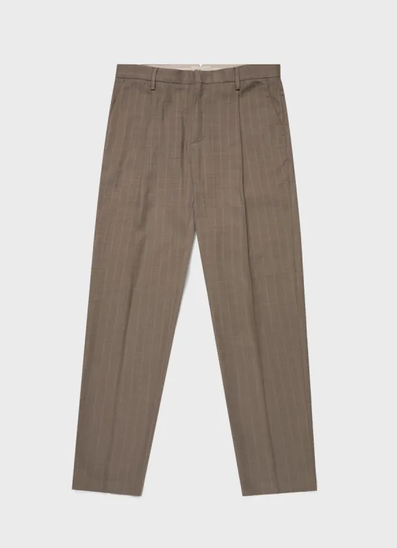 Men's Cotton Raffia Pleat Trouser in Dark Stone sold by Sunspel
