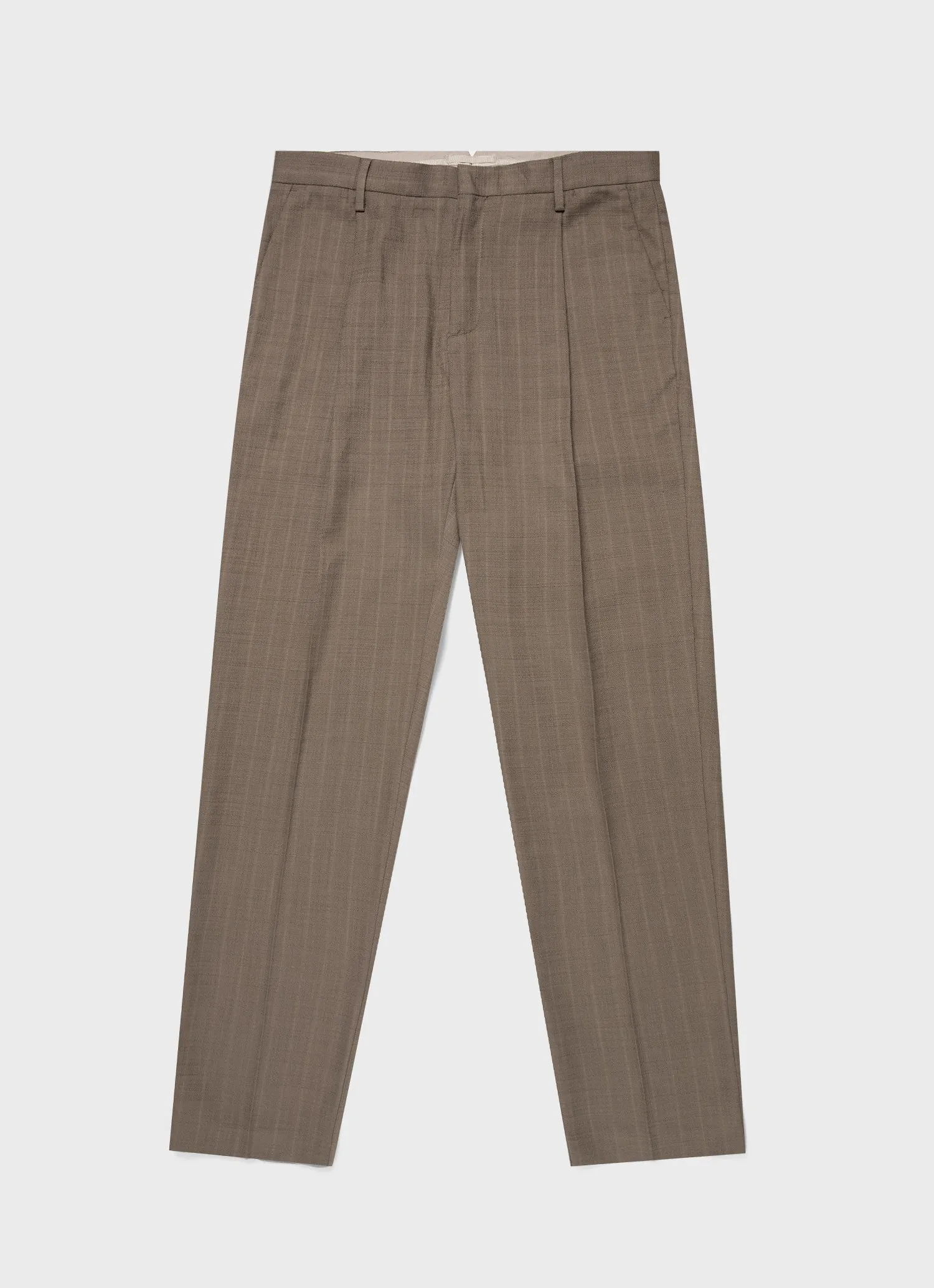 Men's Cotton Raffia Pleat Trouser in Dark Stone sold by Sunspel
