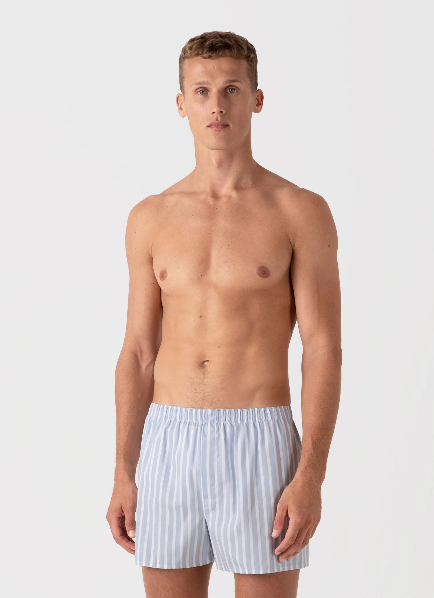 Men's Classic Boxer Short in Sky Blue/White sold by Sunspel product image thumbnail 2