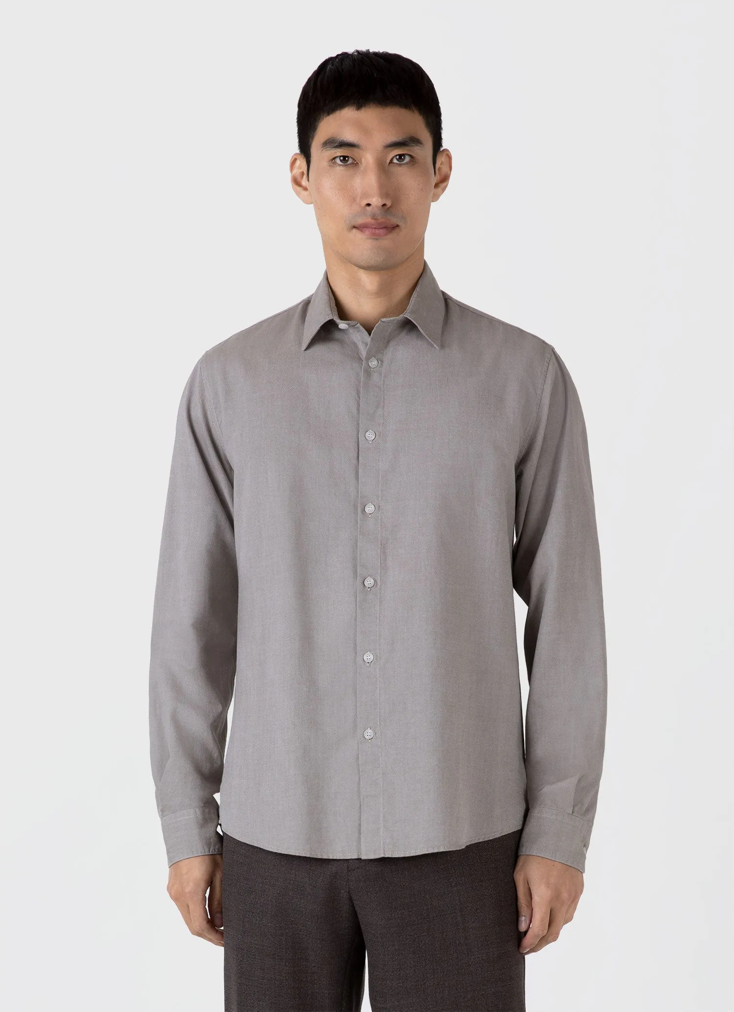 Men's Oxford Shirt in Light Khaki sold by Sunspel product image thumbnail 2