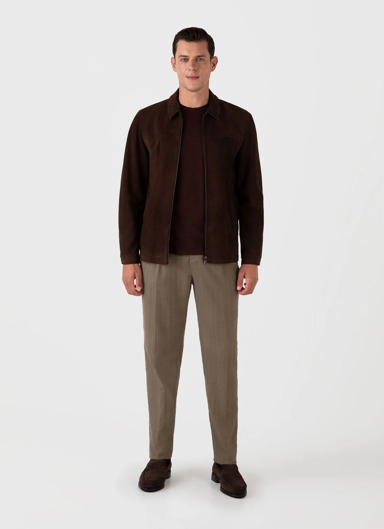 Men's Cotton Linen T-shirt in Raisin sold by Sunspel product image thumbnail 3