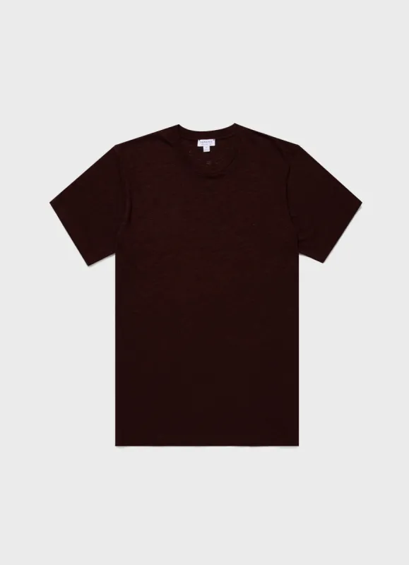 Men's Cotton Linen T-shirt in Raisin sold by Sunspel