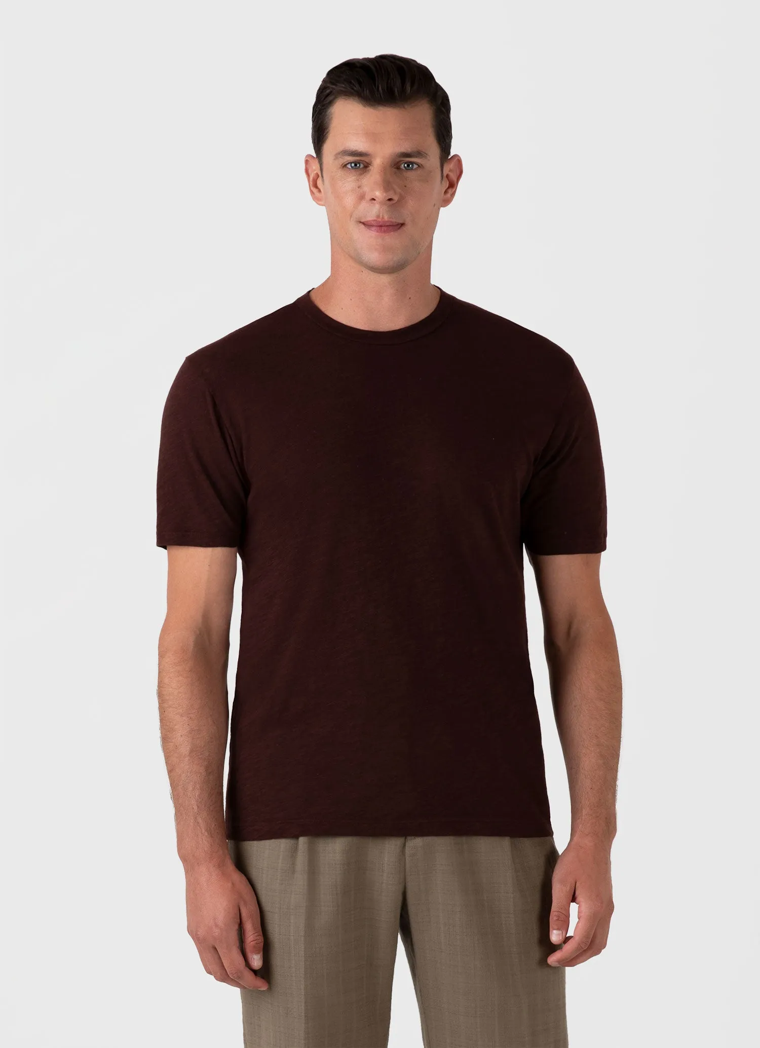 Men's Cotton Linen T-shirt in Raisin sold by Sunspel product image thumbnail 2