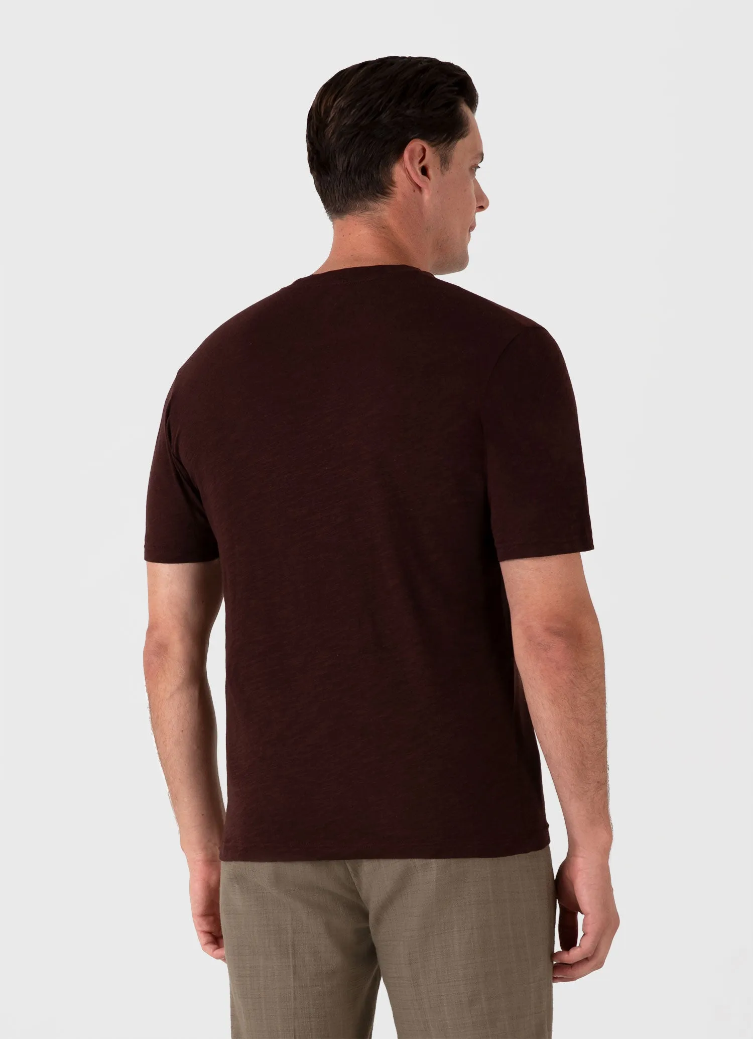 Men's Cotton Linen T-shirt in Raisin sold by Sunspel product image thumbnail 5