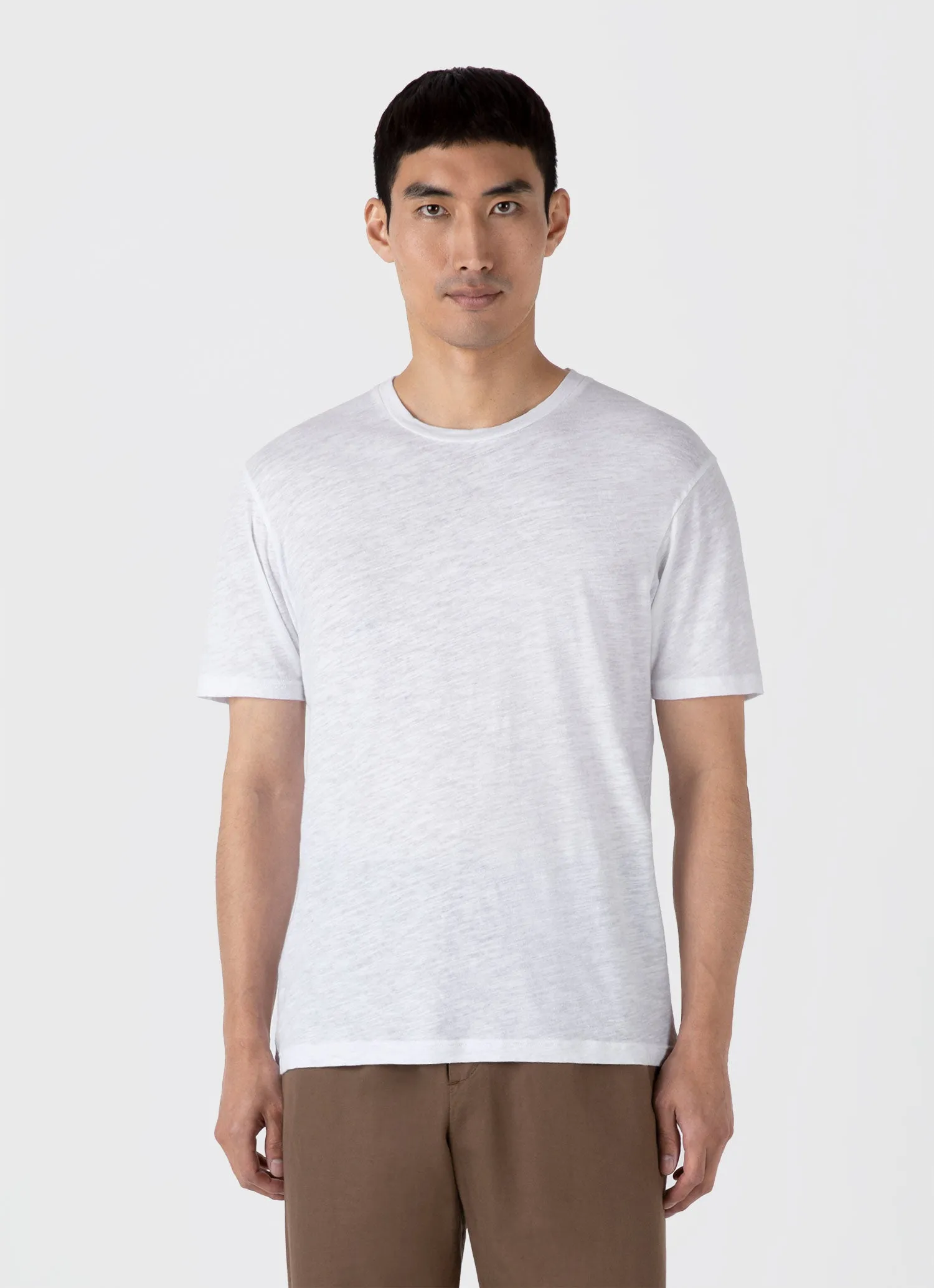 Men's Cotton Linen T-shirt in White sold by Sunspel product image thumbnail 2